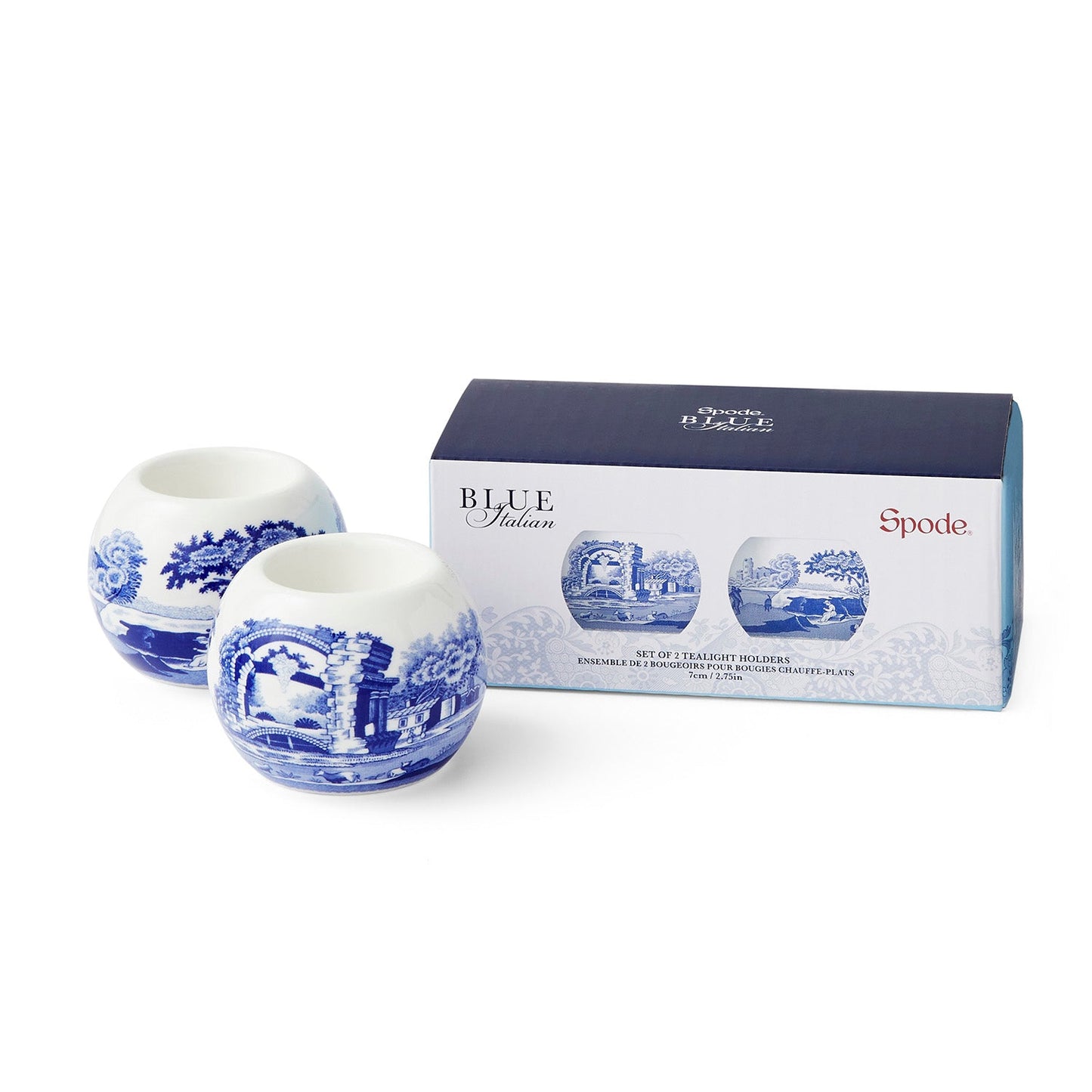 Blue Italian Porcelain Tealight Holders – Set of 2 by Spode dinnerware CasaFenix