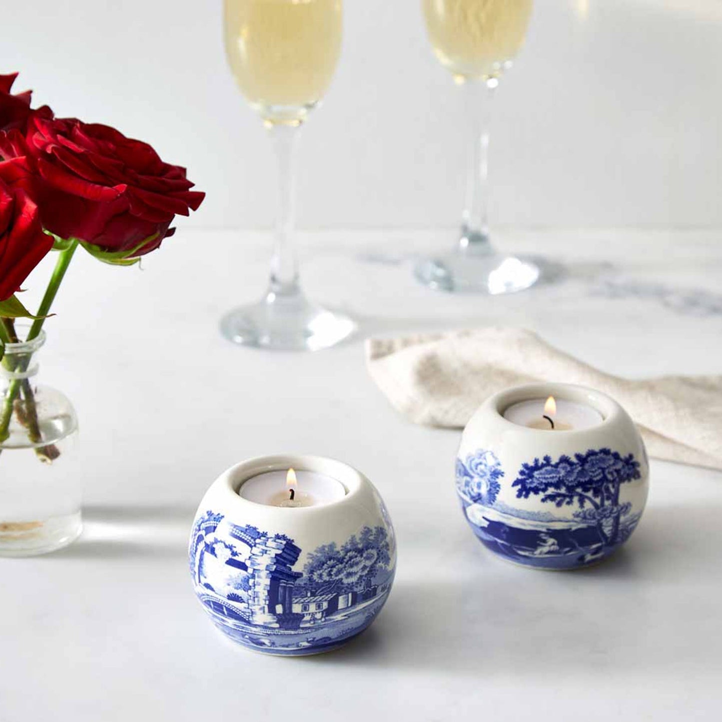 Blue Italian Porcelain Tealight Holders – Set of 2 by Spode dinnerware CasaFenix