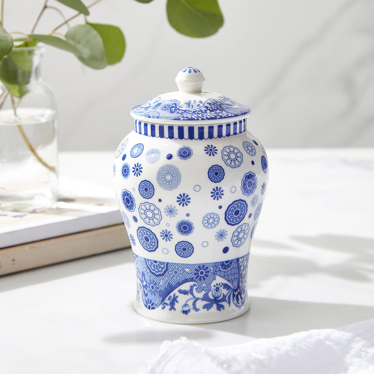 Brocato Mini Vase – Blue Italian Porcelain Ginger Jar Style dinnerware CasaFenix
