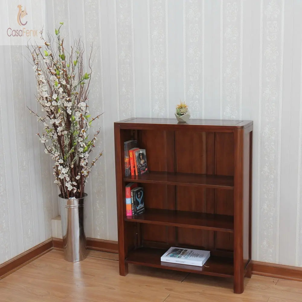 Bude Collection Bookcase 2 Adjustable Shelves Solid Mahogany - CasaFenix