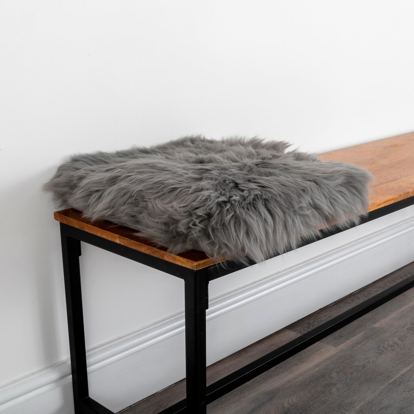 Grey Square Sheepskin Chair Pad - CasaFenix