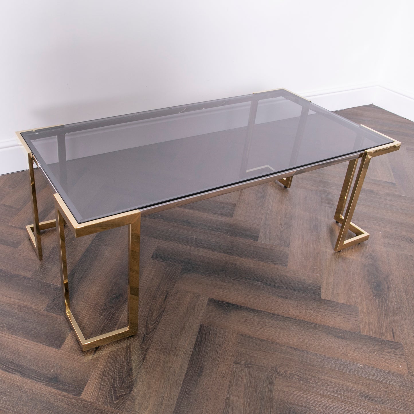 Domus Gold Metal and Glass Coffee Table 120 x 60 x 45 cm CasaFenix