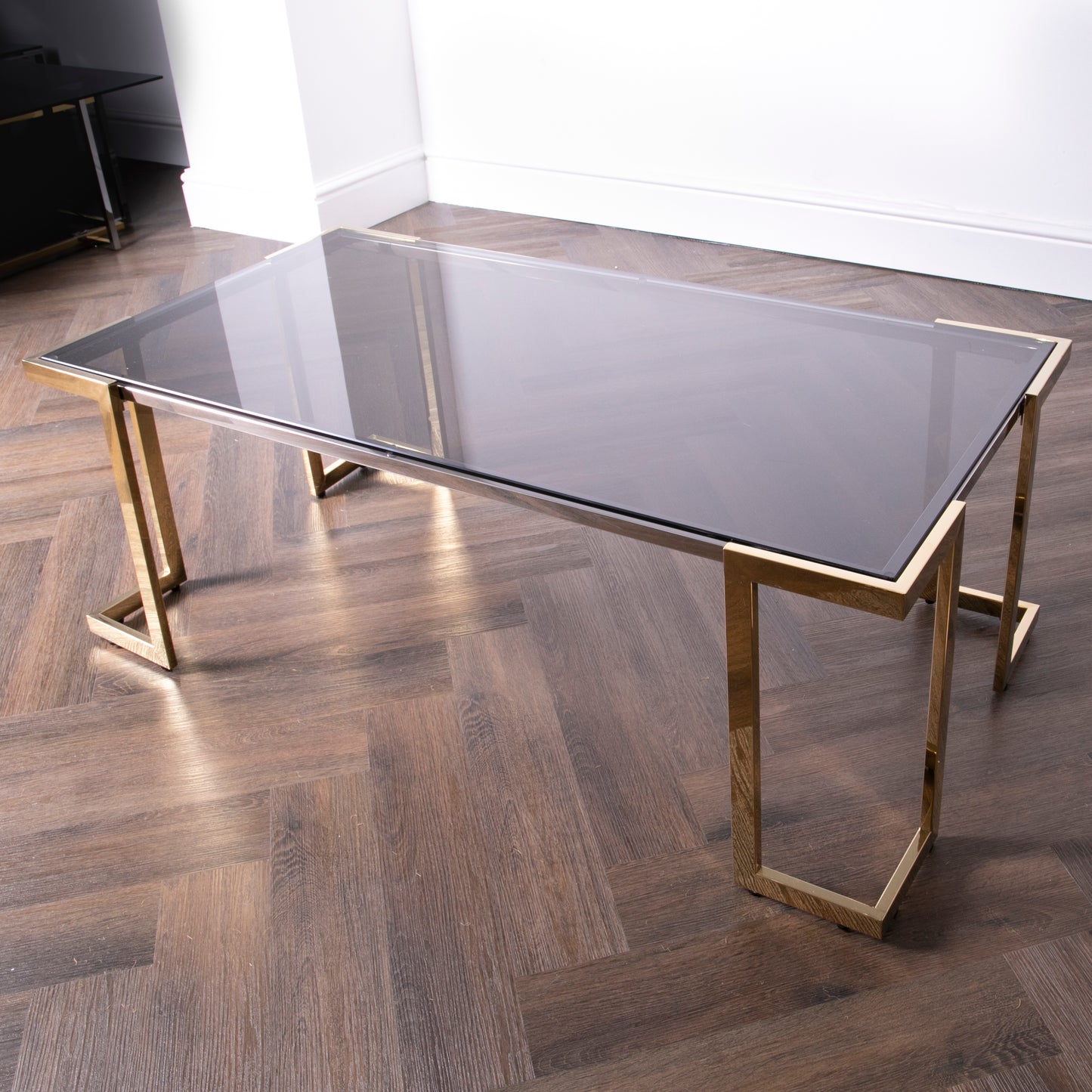 Domus Gold Metal and Glass Coffee Table 120 x 60 x 45 cm CasaFenix