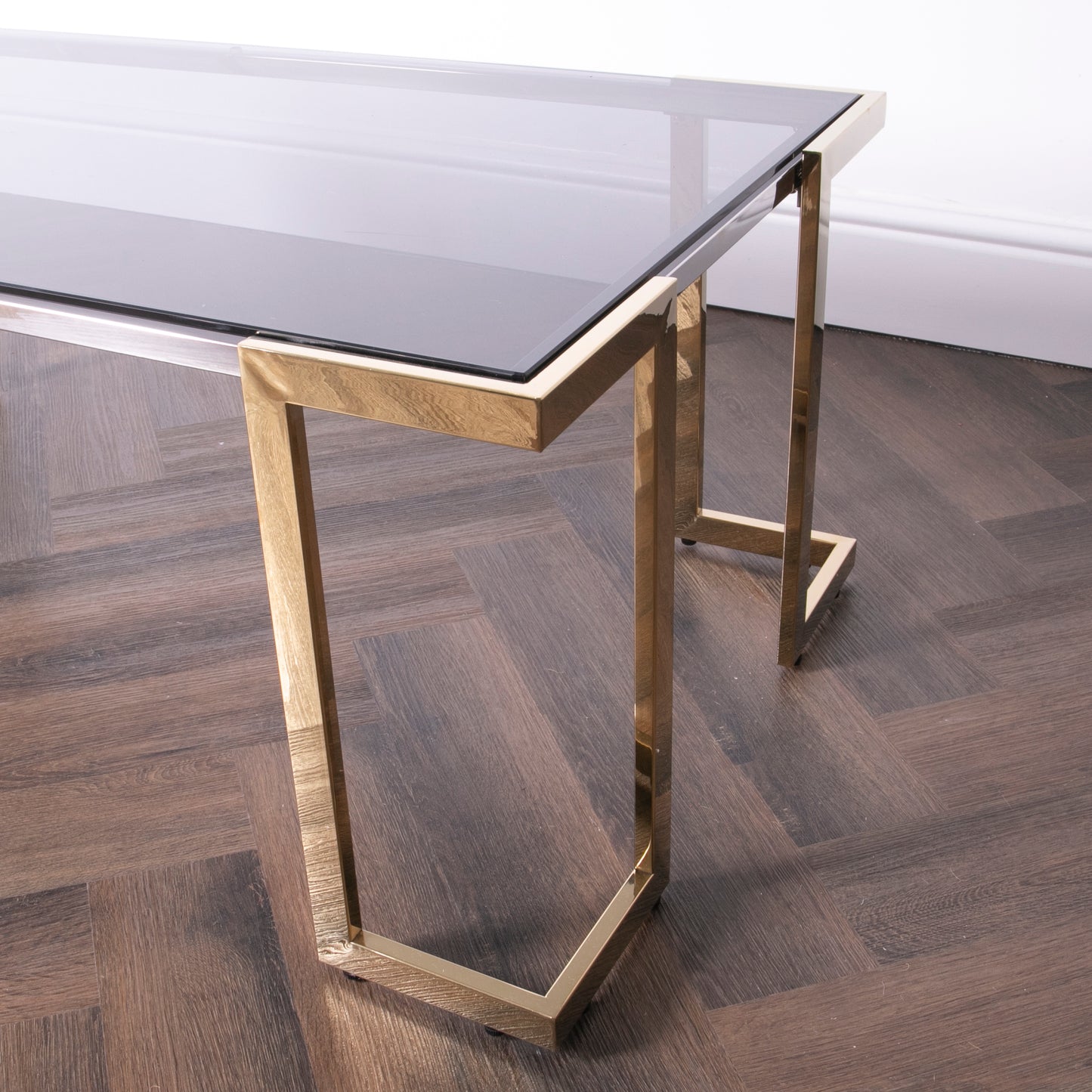 Domus Gold Metal and Glass Coffee Table 120 x 60 x 45 cm CasaFenix