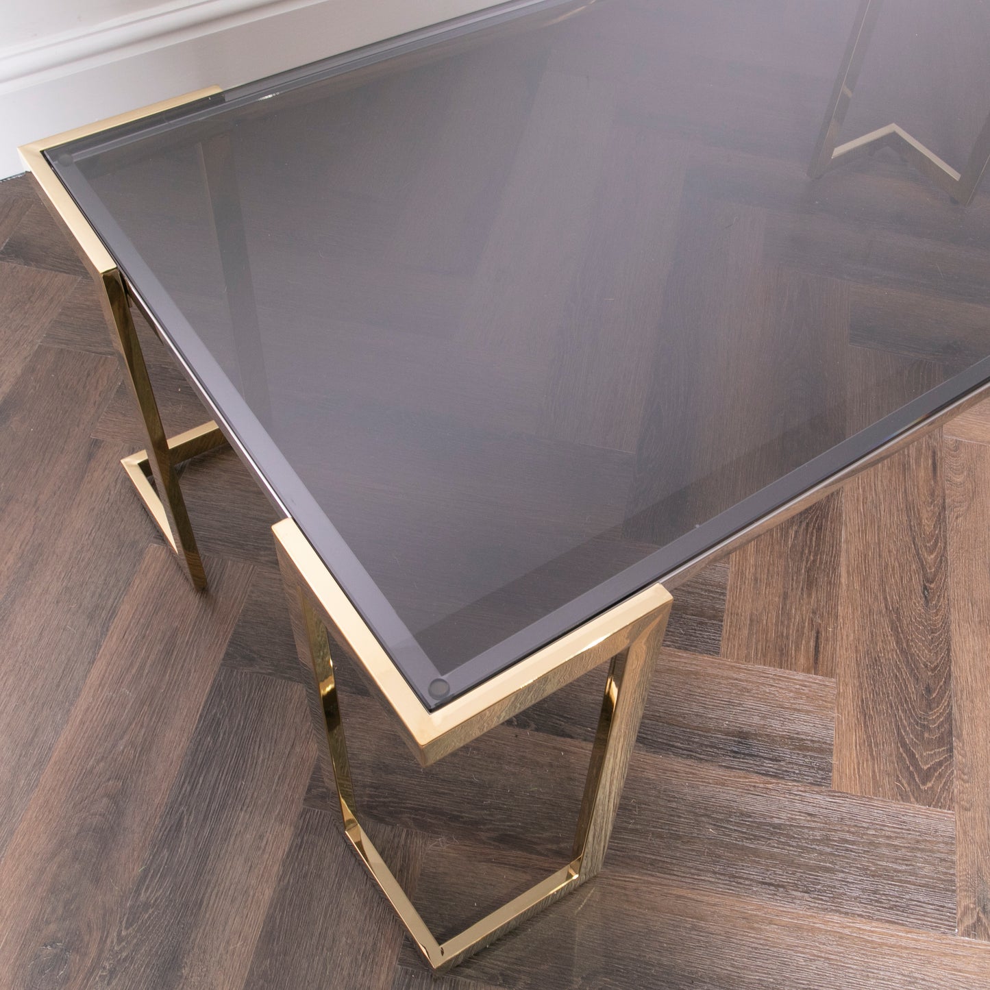 Domus Gold Metal and Glass Coffee Table 120 x 60 x 45 cm CasaFenix