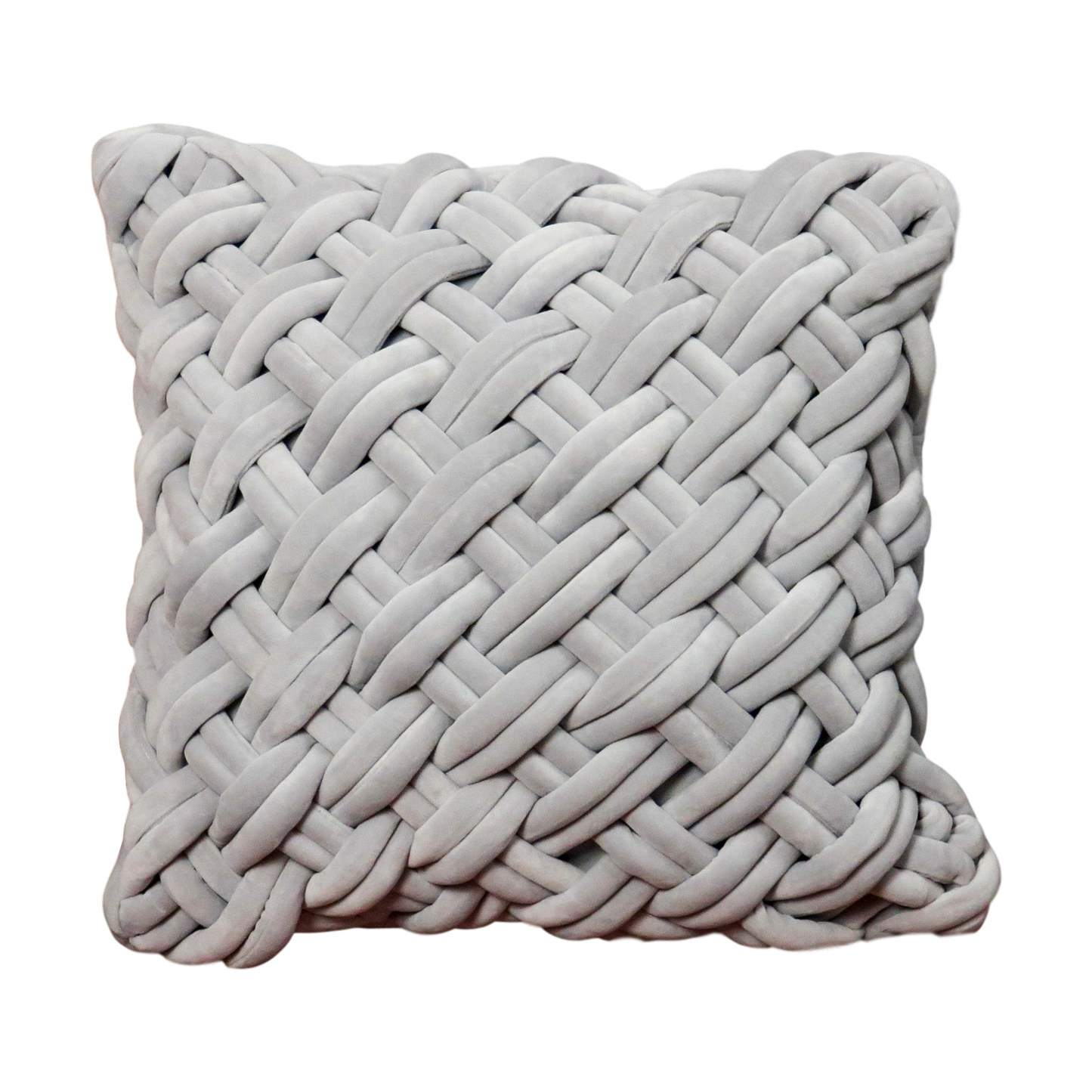 Grey Handknotted Velvet Cushion Cover Cushion CasaFenix