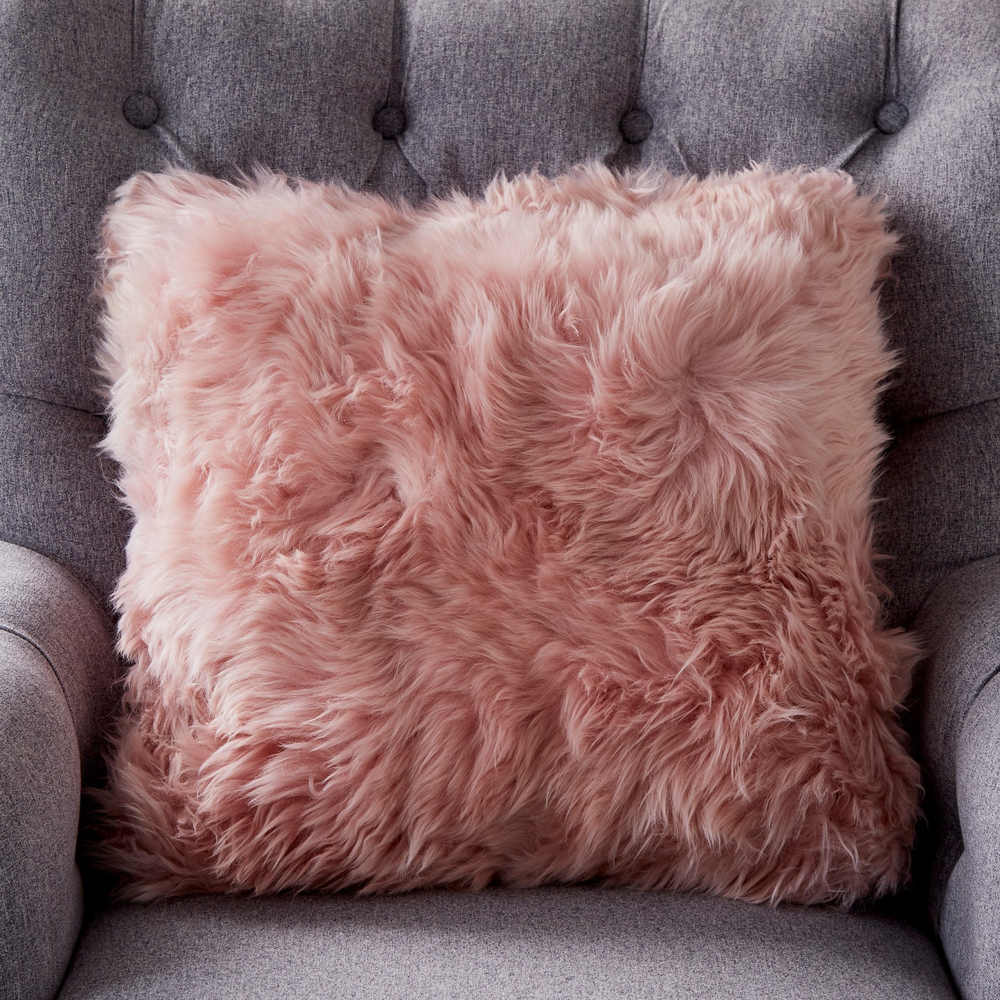 Blush Pink Sheepskin Cushion Cushion CasaFenix