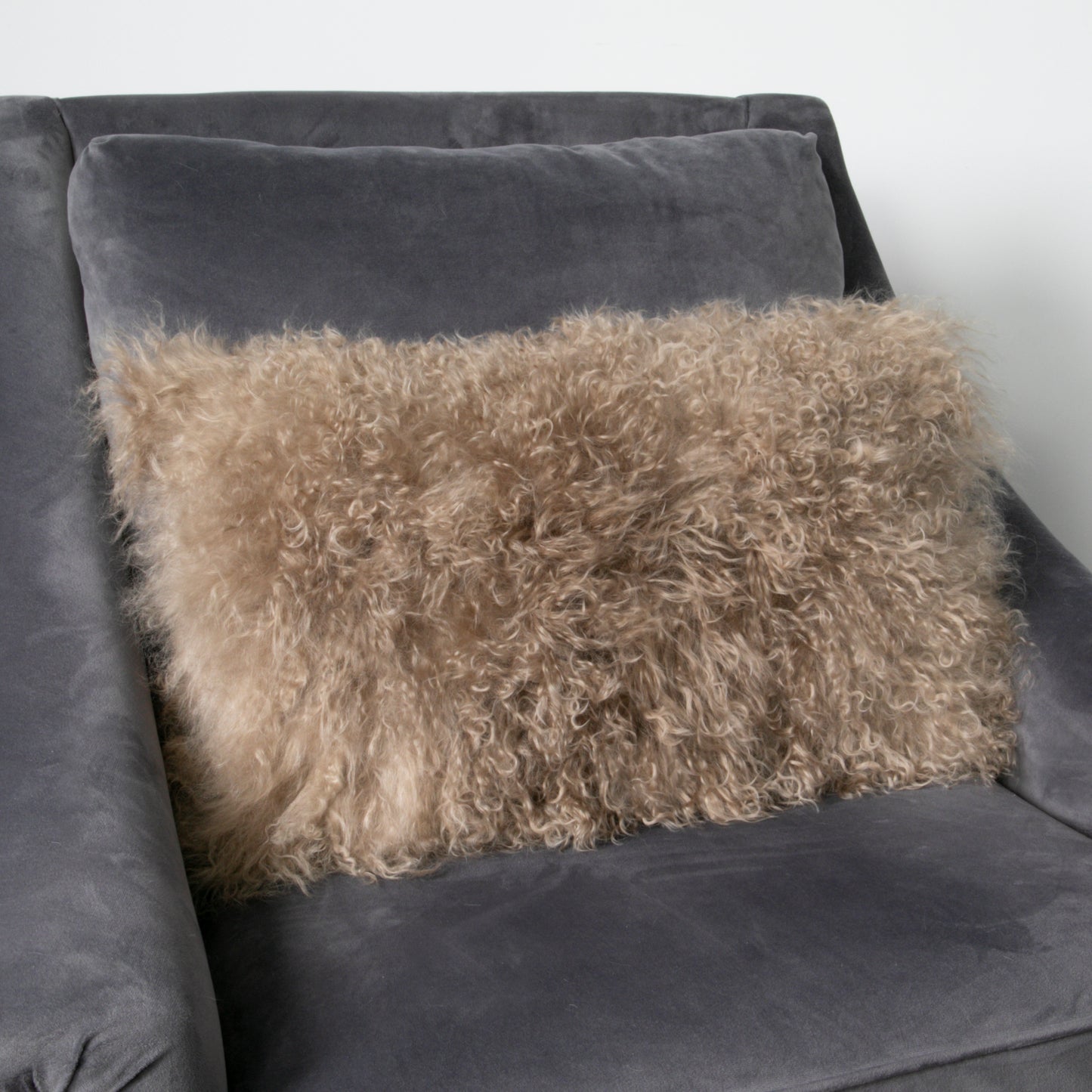 Light Brown Curly Sheepskin Cushion 30x50cm - CasaFenix