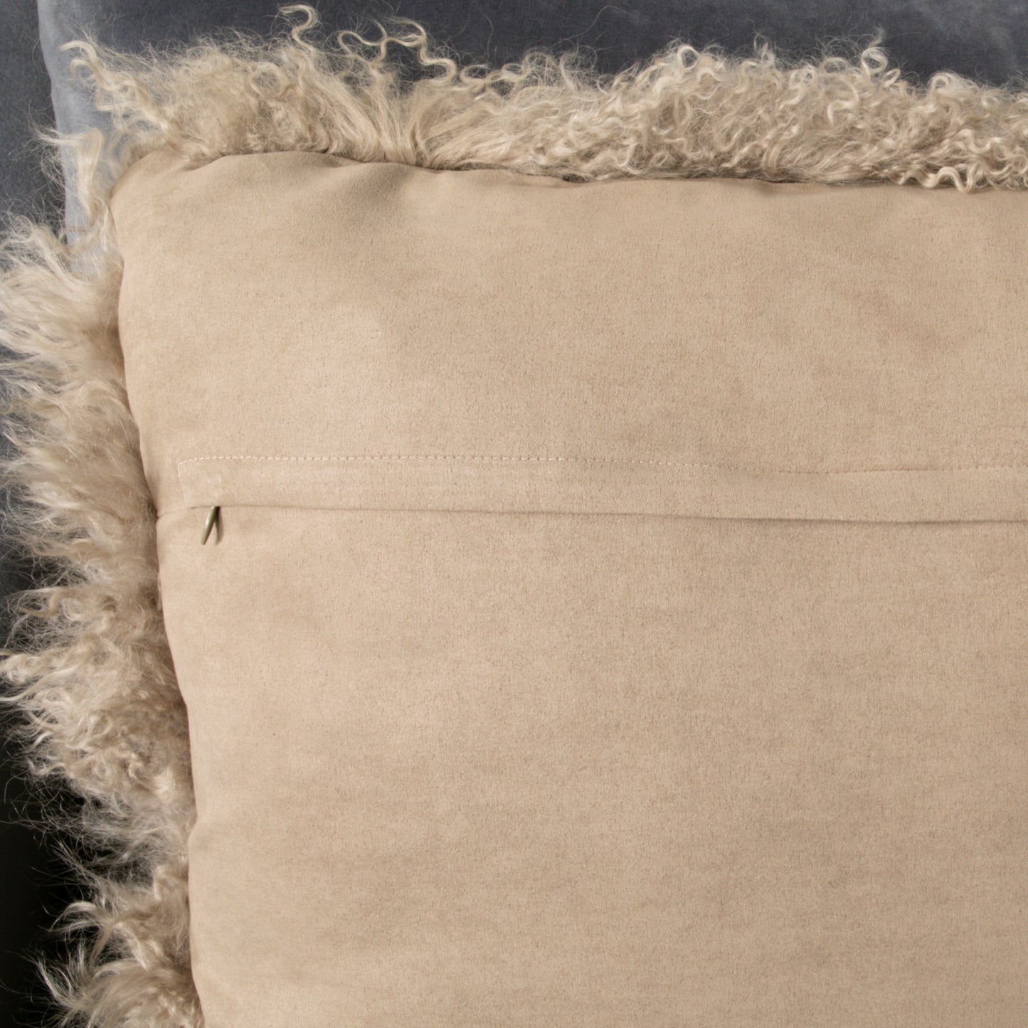 Light Brown Curly Sheepskin Cushion 45x45cm - CasaFenix