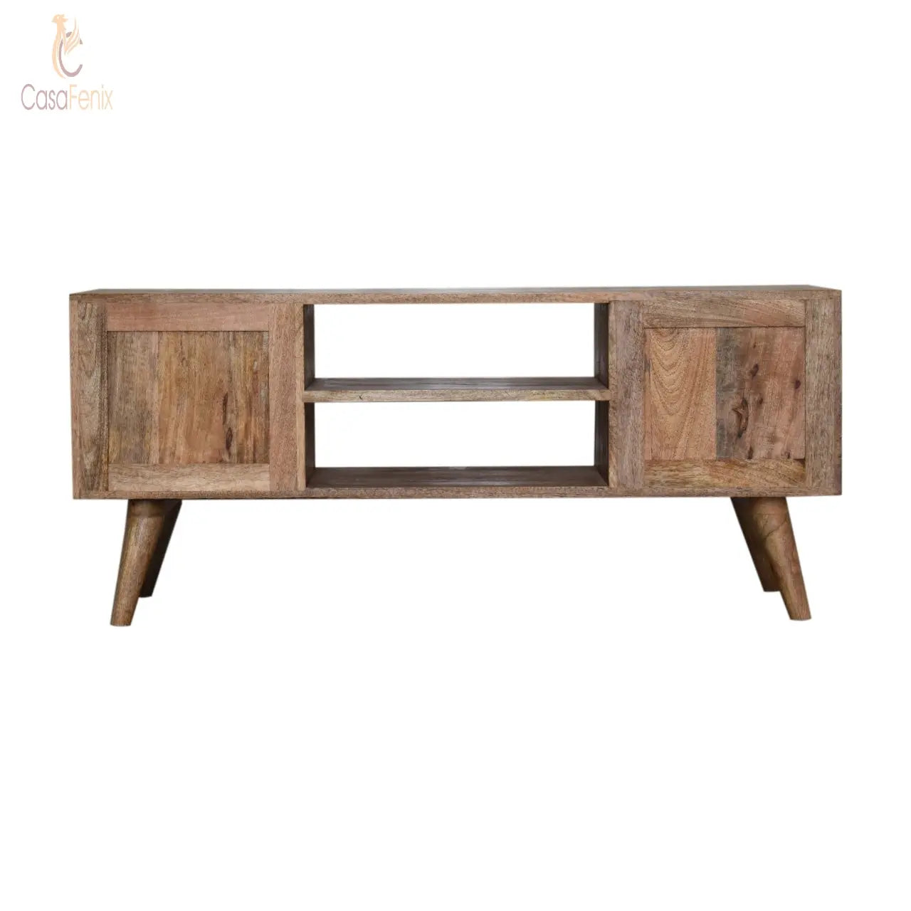 Cassia Media TV Unit Solid Mango Wood 4 Drawer Stand Nordic Style - CasaFenix