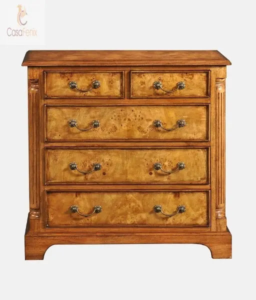 Cheshire Walnut Collection Bedroom Chest of 5 Drawers - CasaFenix