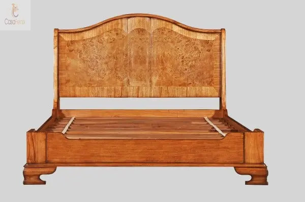 Cheshire Walnut Collection Carved Traditional Low Foot Board Sleigh Bed Solid Mahogany CasaFenix