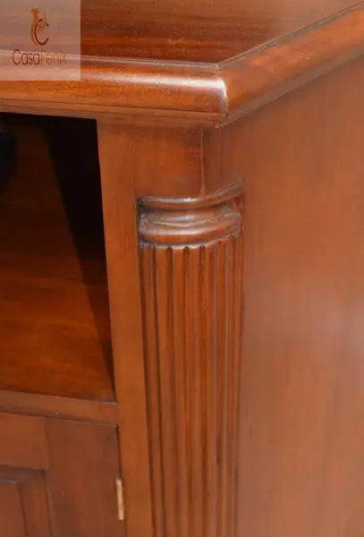 Column Georgian Collection Corner TV Unit Solid Mahogany - CasaFenix