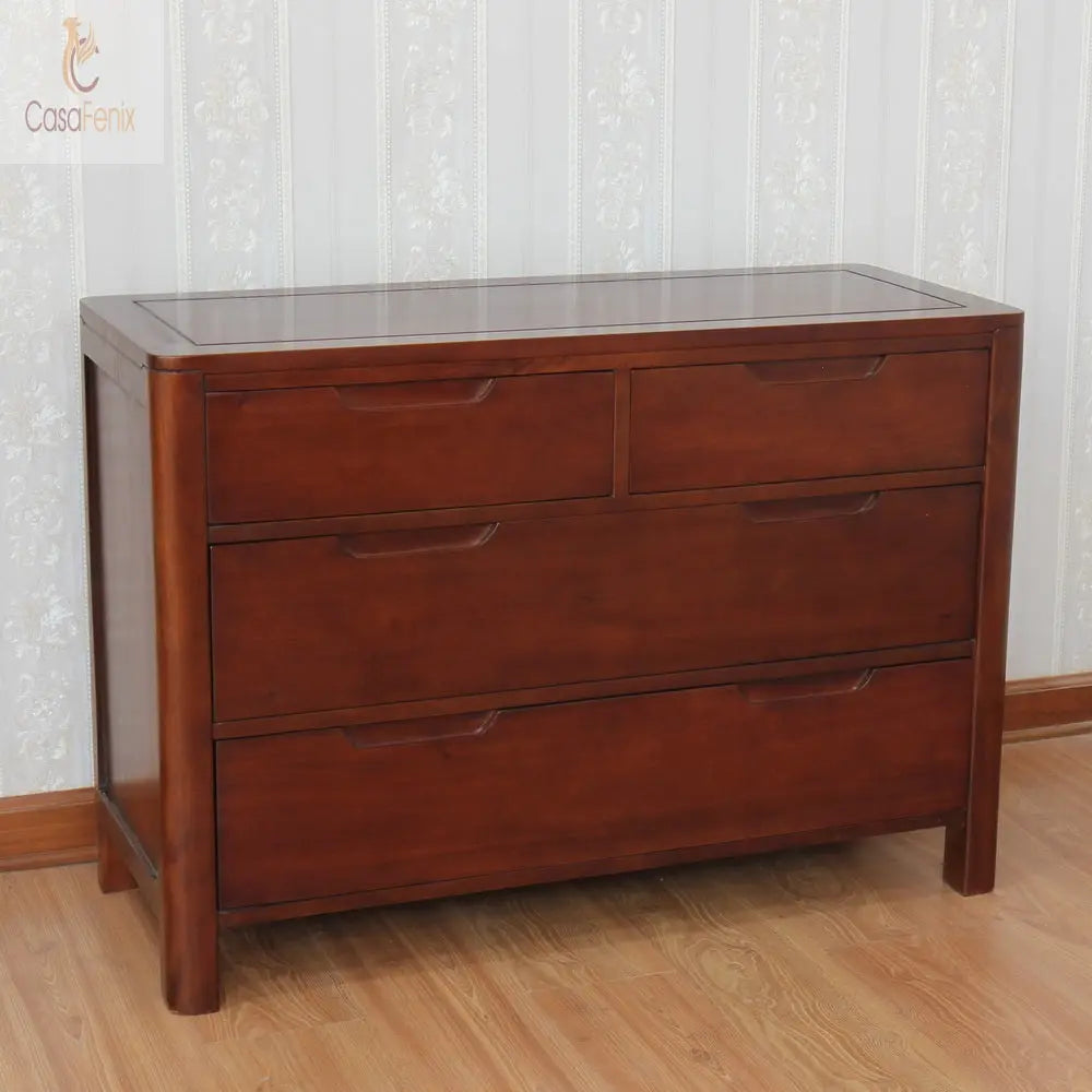 Contemporary Bude Collection 4 Drawer Chest Solid Mahogany Bedroom Storage CasaFenix