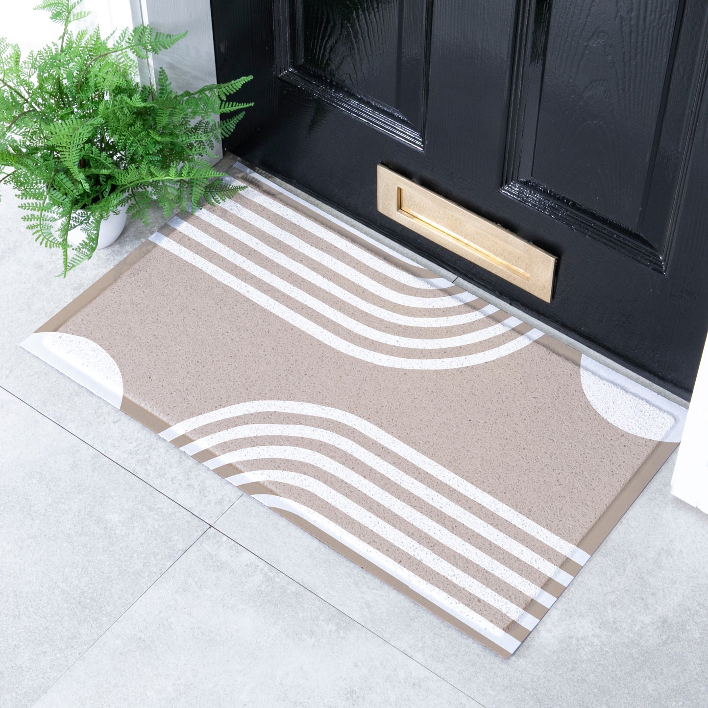 Beige Abstract Lines Indoor & Outdoor Doormat - 70x40cm Doormats CasaFenix