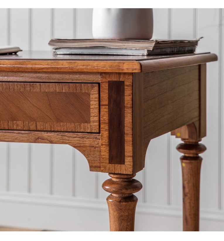 Inspire Walnut Bedroom Range Walnut Two Drawer Writing Desk 130cm Wide Side Table CasaFenix
