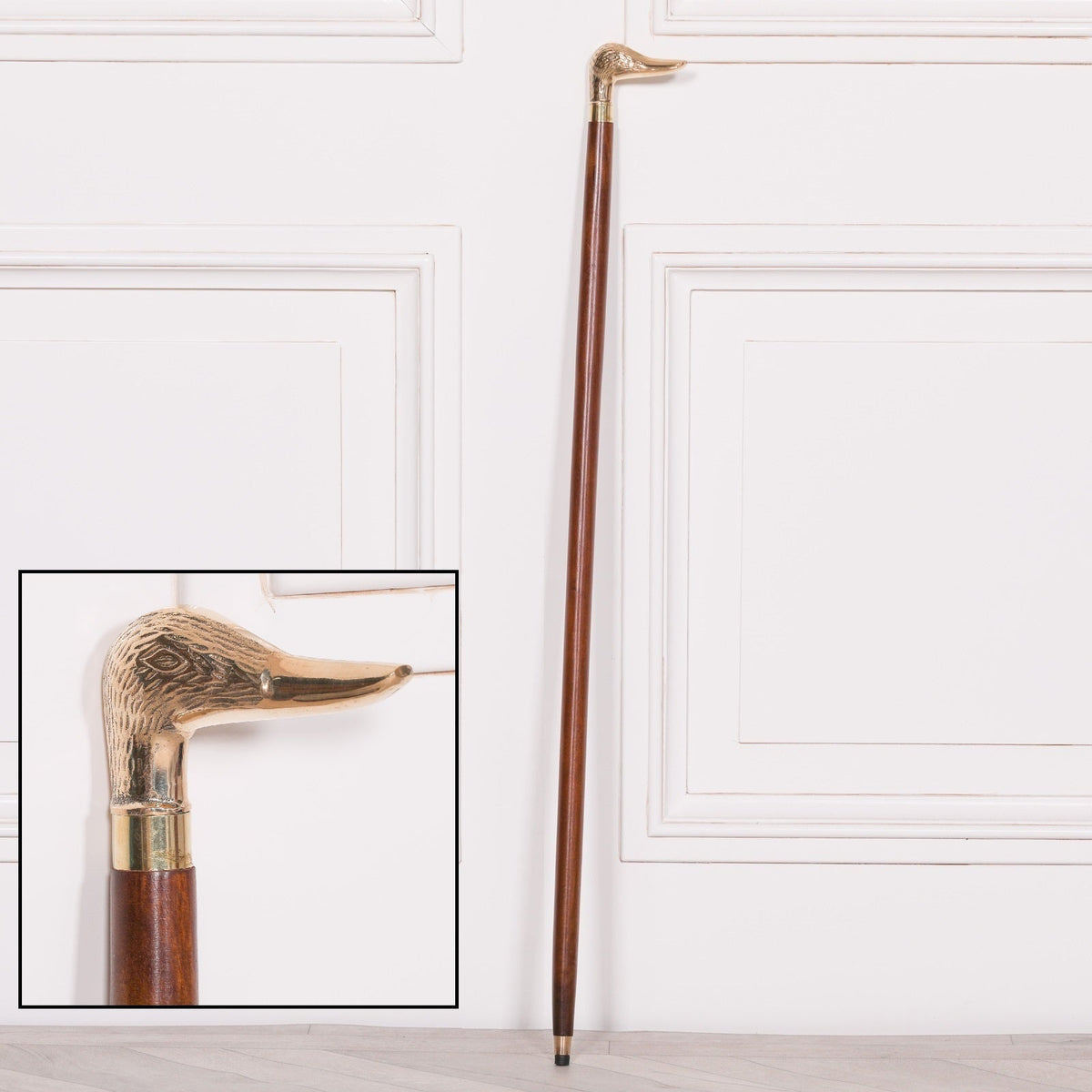 Duck Head Brass & Mango Wood Walking Stick Walking Stick CasaFenix
