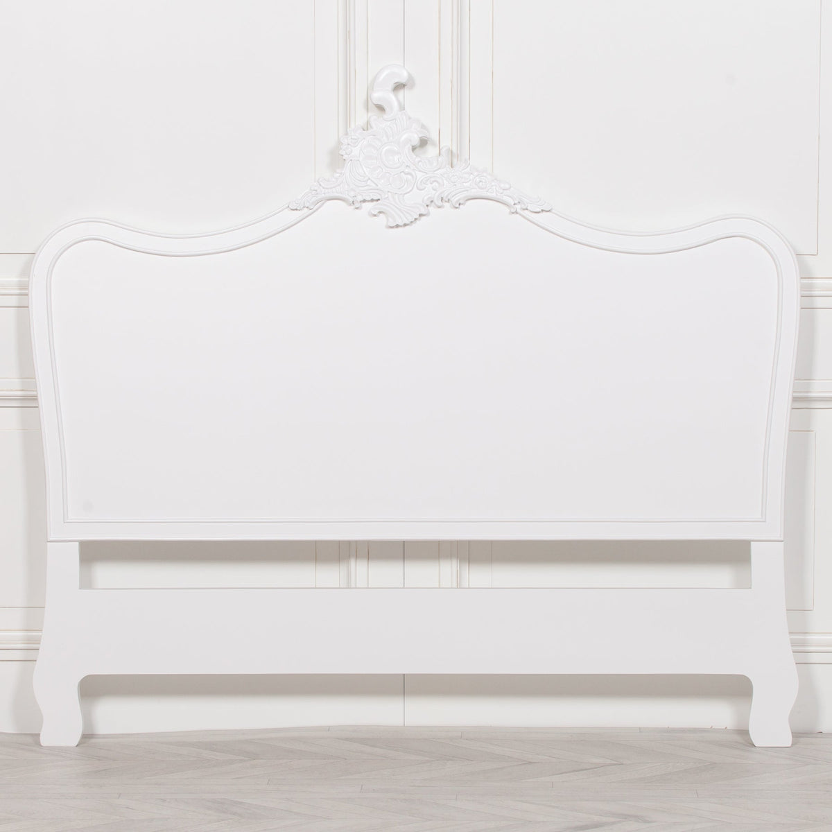 French Rococo White Carved Double Size Headboard (4ft6) Beds & Bed Frames CasaFenix