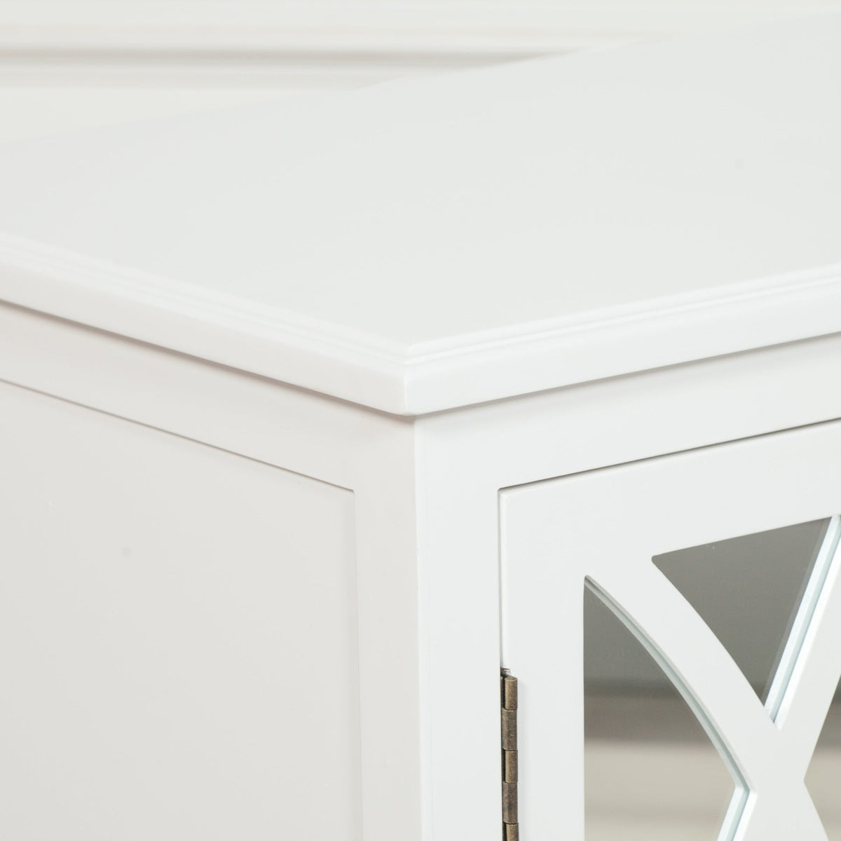 White Breakfront Sideboard with Mirrored 4-Door Ornate Front Buffets & Sideboards CasaFenix