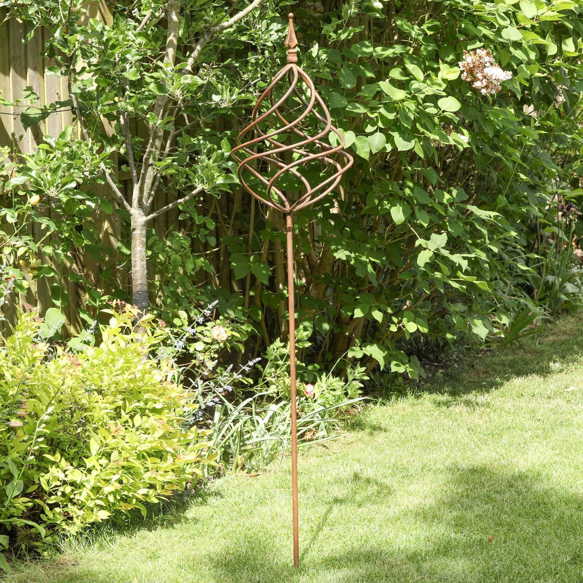 Tall Vintage Rustic Iron Sphere Garden Sculpture Garden Sculpture CasaFenix