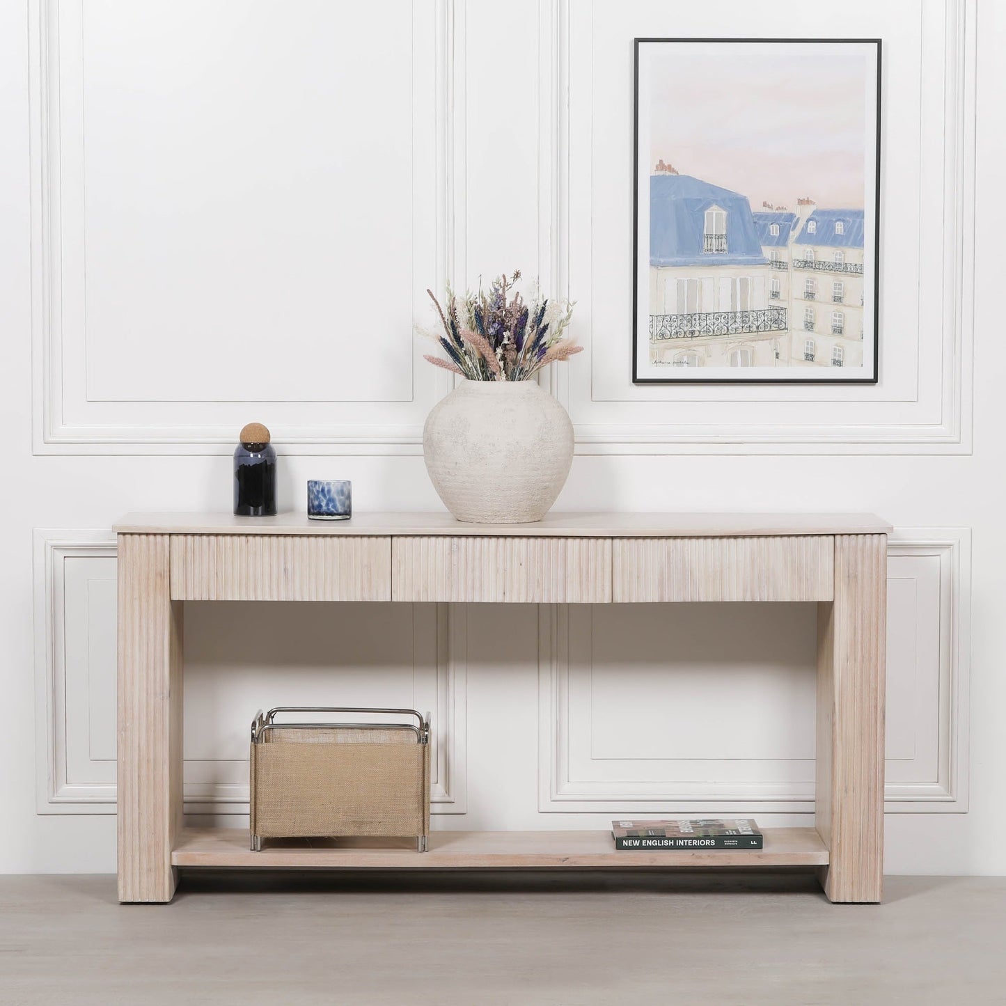 Blanche Acacia Fluted Console Table CasaFenix