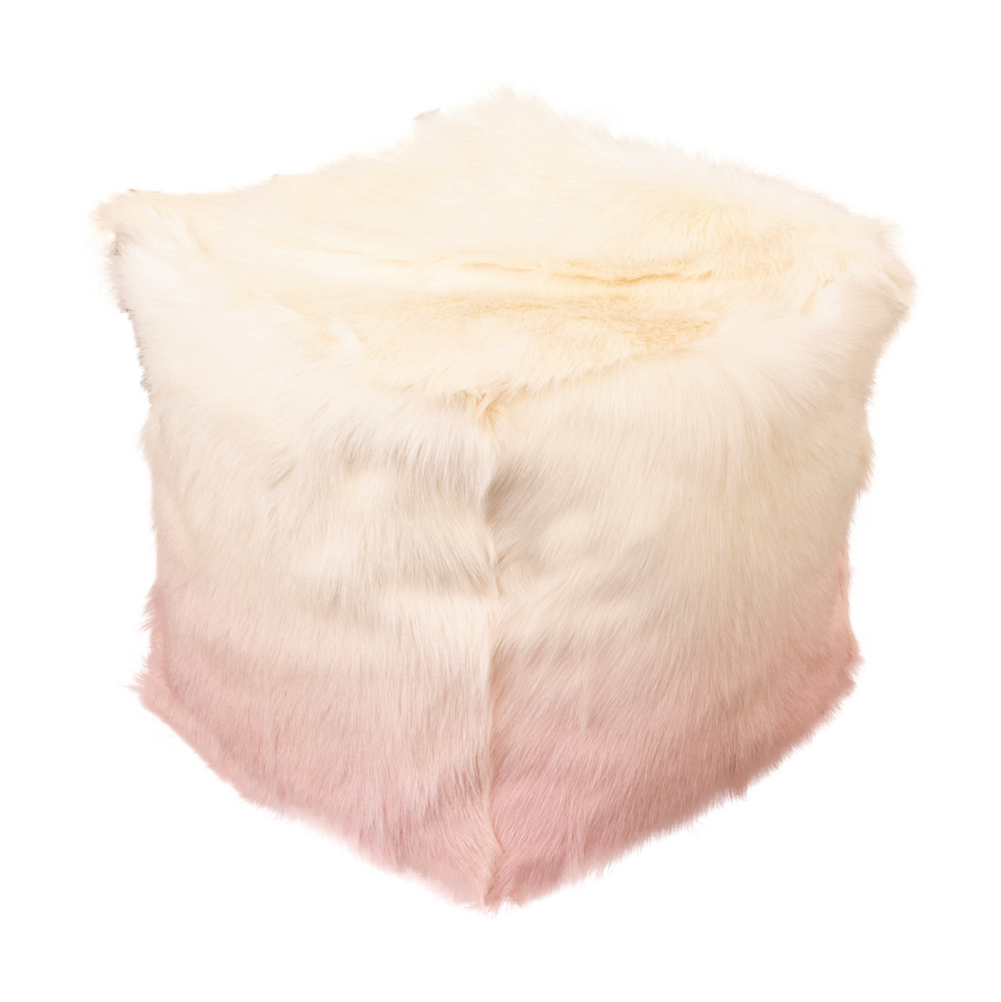 Ivory / Pink Goatskin Ombre Pouf 40x40x40cm - CasaFenix