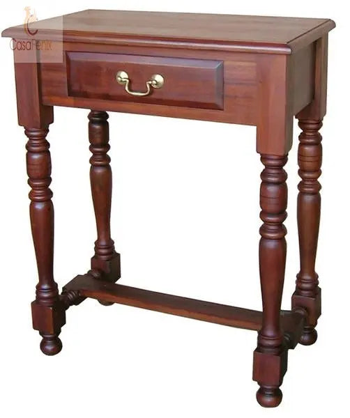 1 Drawer Solid Mahogany Rectangular Side / Hall Table Turned Legs Premium Range - CasaFenix