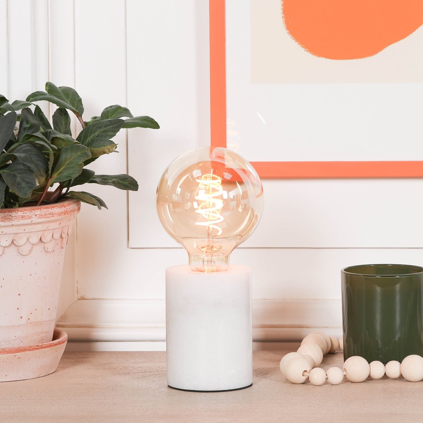 White Marble Table Lamp Side Table CasaFenix