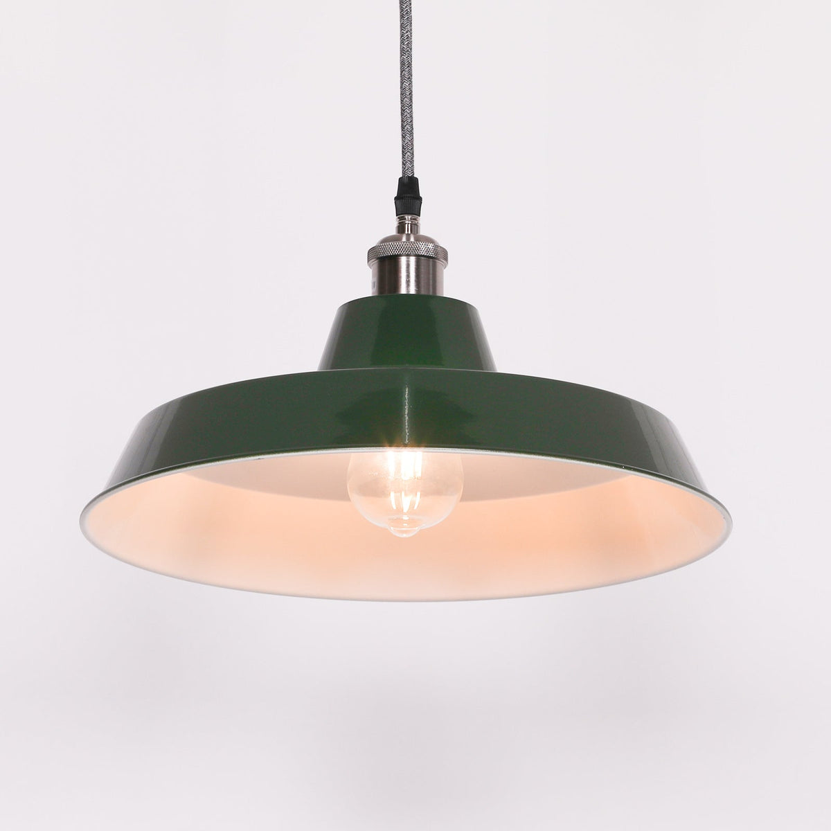 British Racing Green Enamel Factory-Style Pendant Ceiling Light 36cm Ceiling light CasaFenix