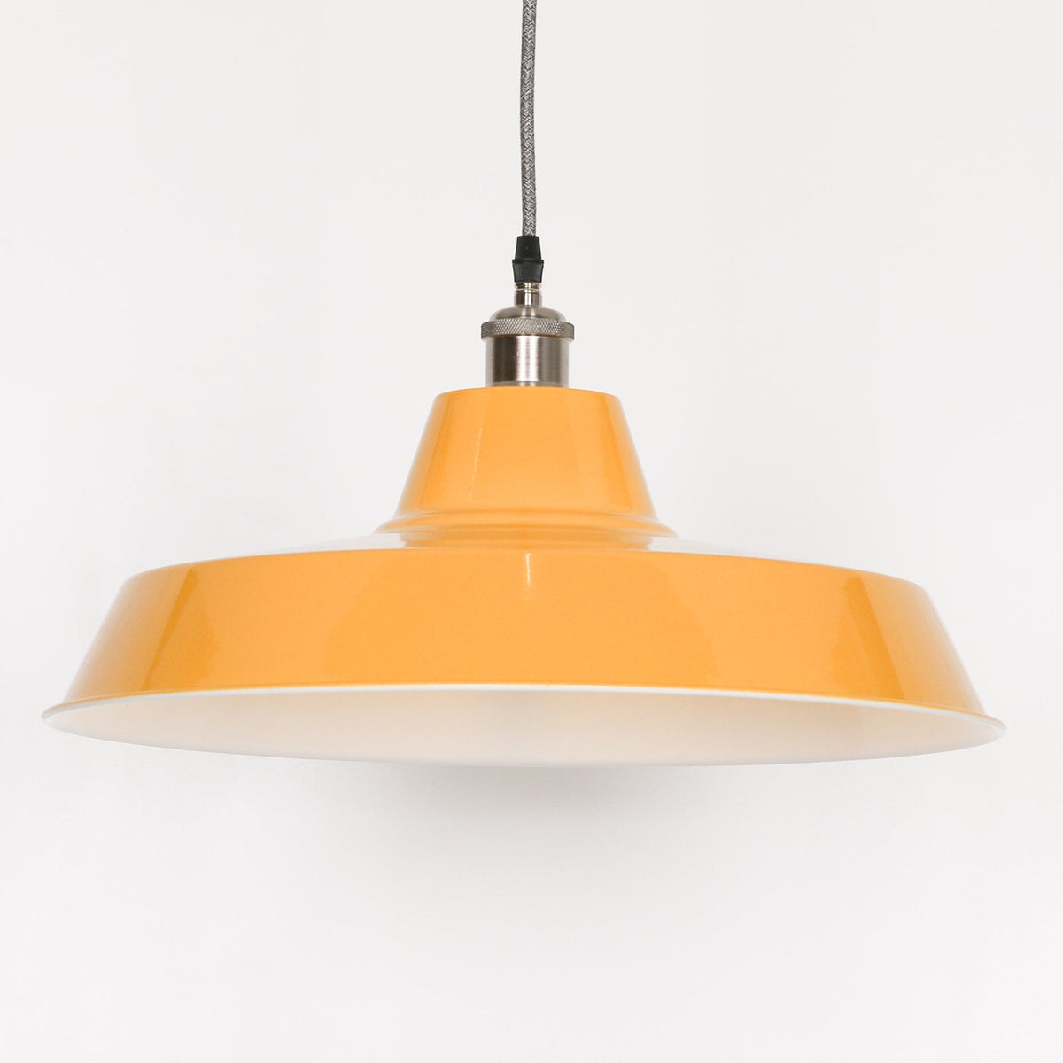 Mustard Yellow Enamel Factory-Style Pendant Ceiling Light 46cm Ceiling light CasaFenix