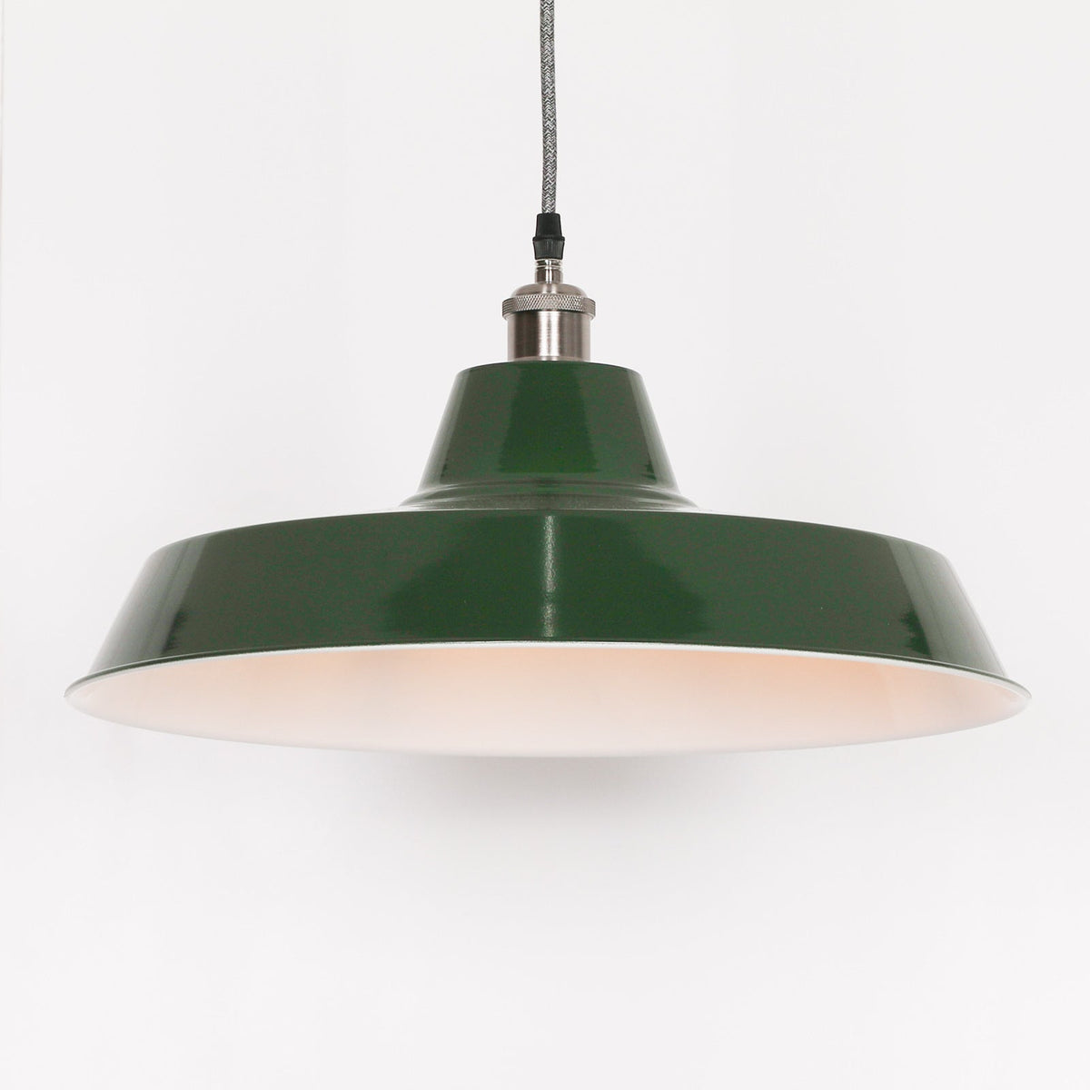 British Racing Green Enamel Factory-Style Pendant Ceiling Light 46cm Ceiling light CasaFenix
