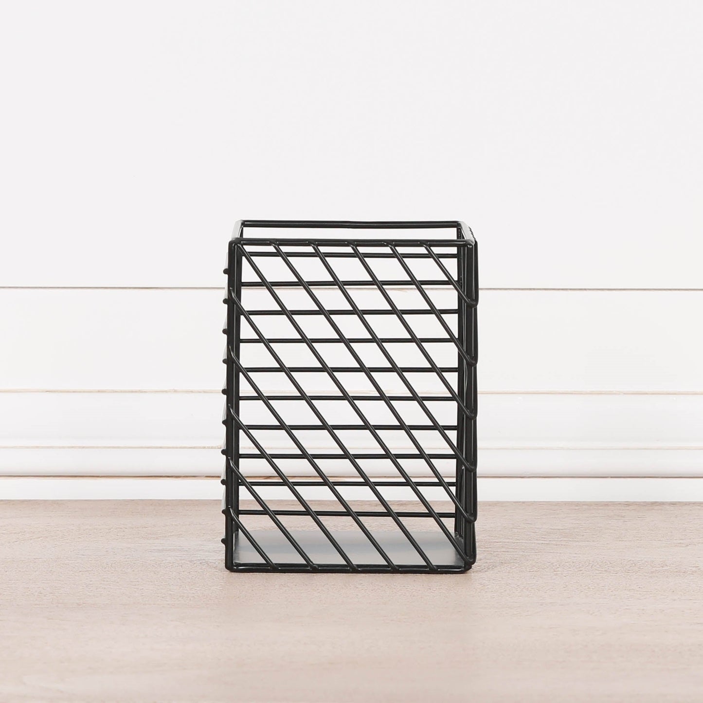 Black Painted Square Metal Storage Basket CasaFenix