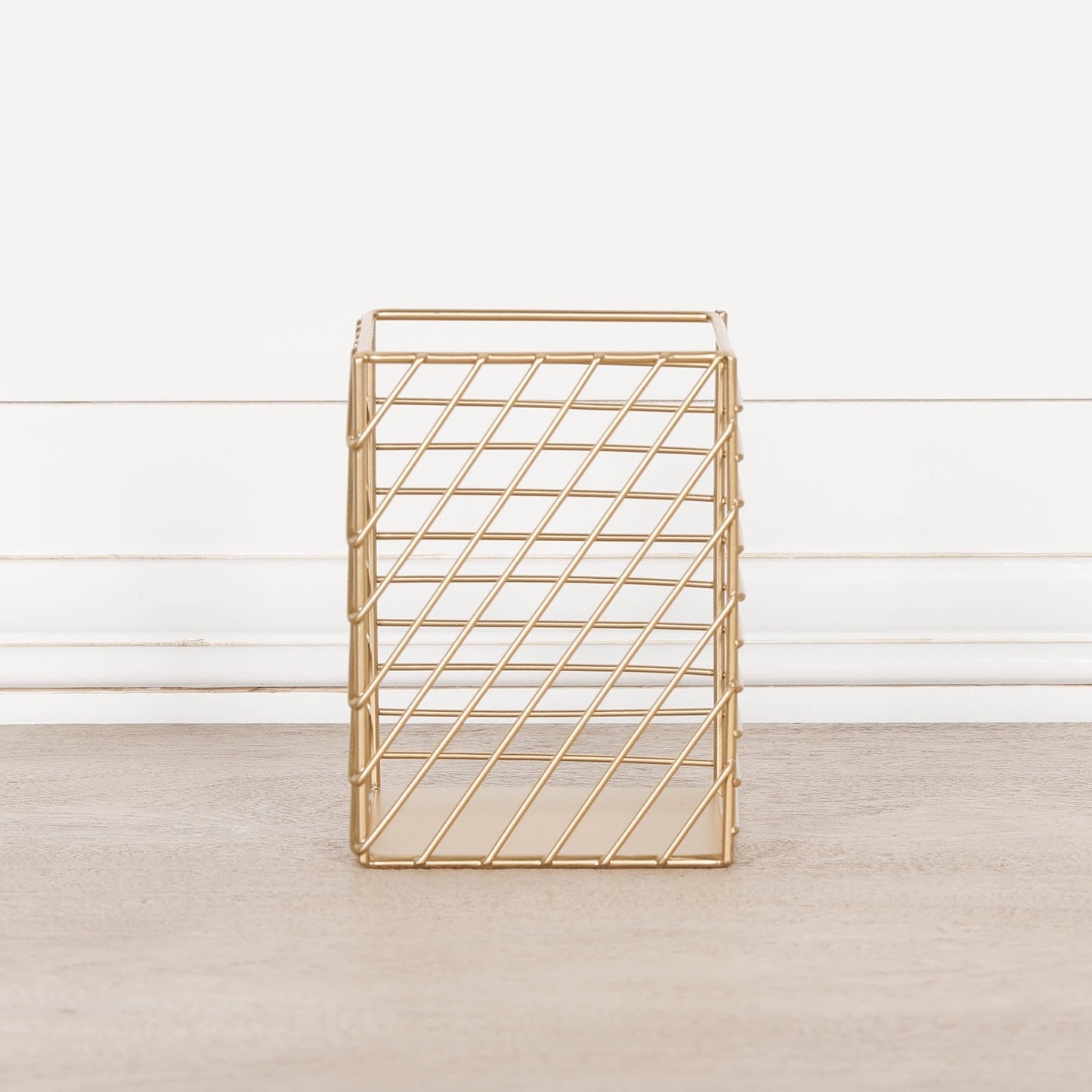 Gold Painted Square Metal Storage Basket CasaFenix