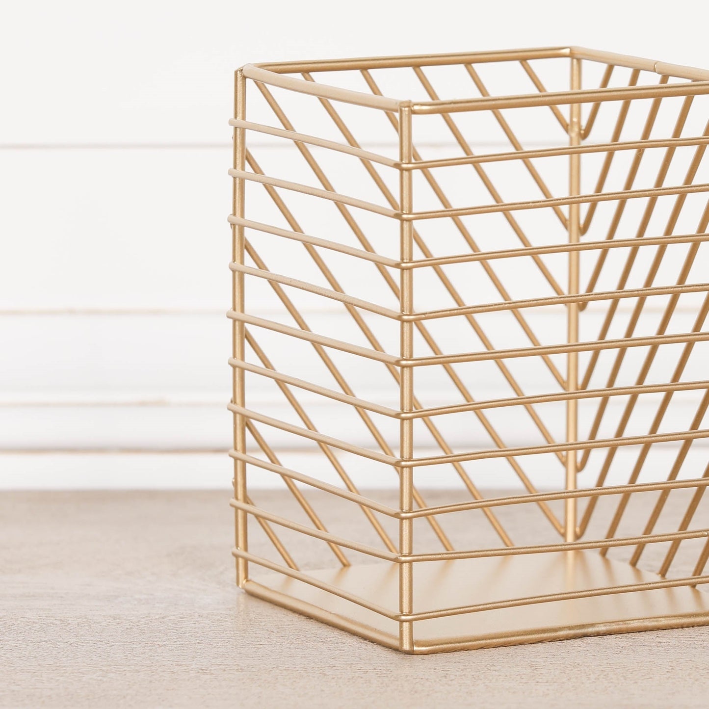 Gold Painted Square Metal Storage Basket CasaFenix