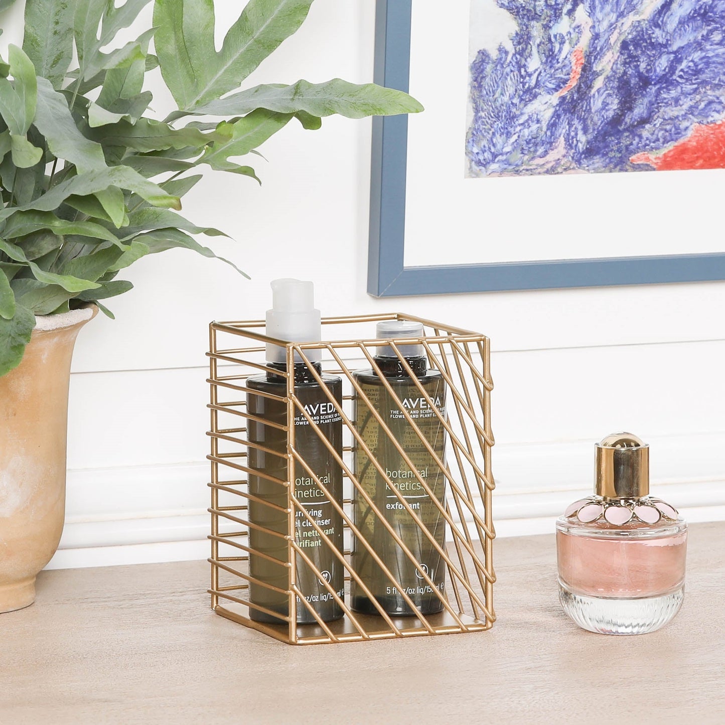 Gold Painted Square Metal Storage Basket CasaFenix