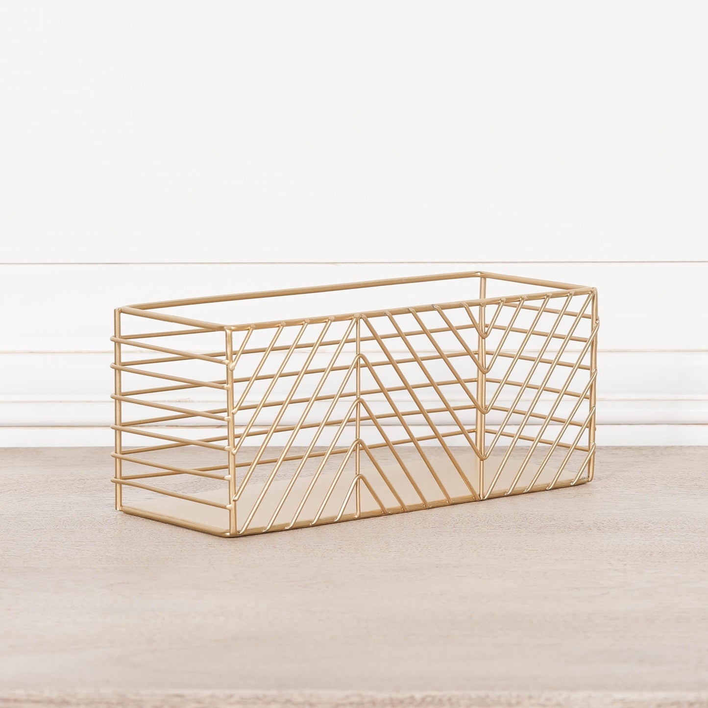 Gold Painted Rectangular Metal Storage Basket CasaFenix