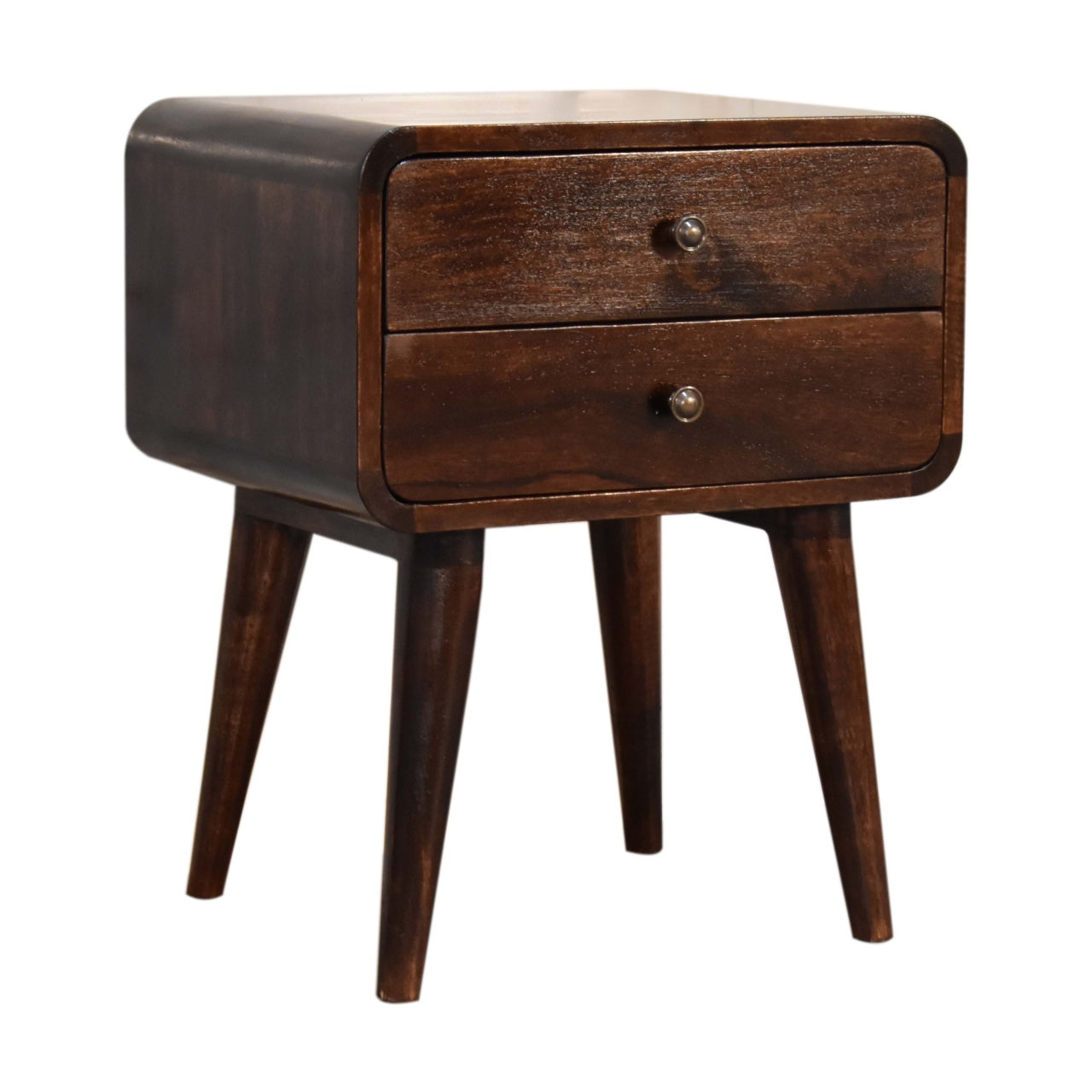 Curved Dark Walnut Bedside Bedside table / chest CasaFenix