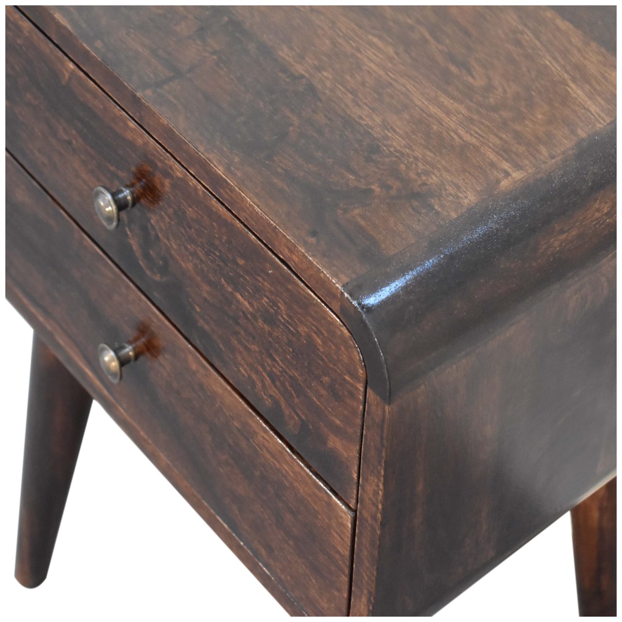 Curved Dark Walnut Bedside Bedside table / chest CasaFenix