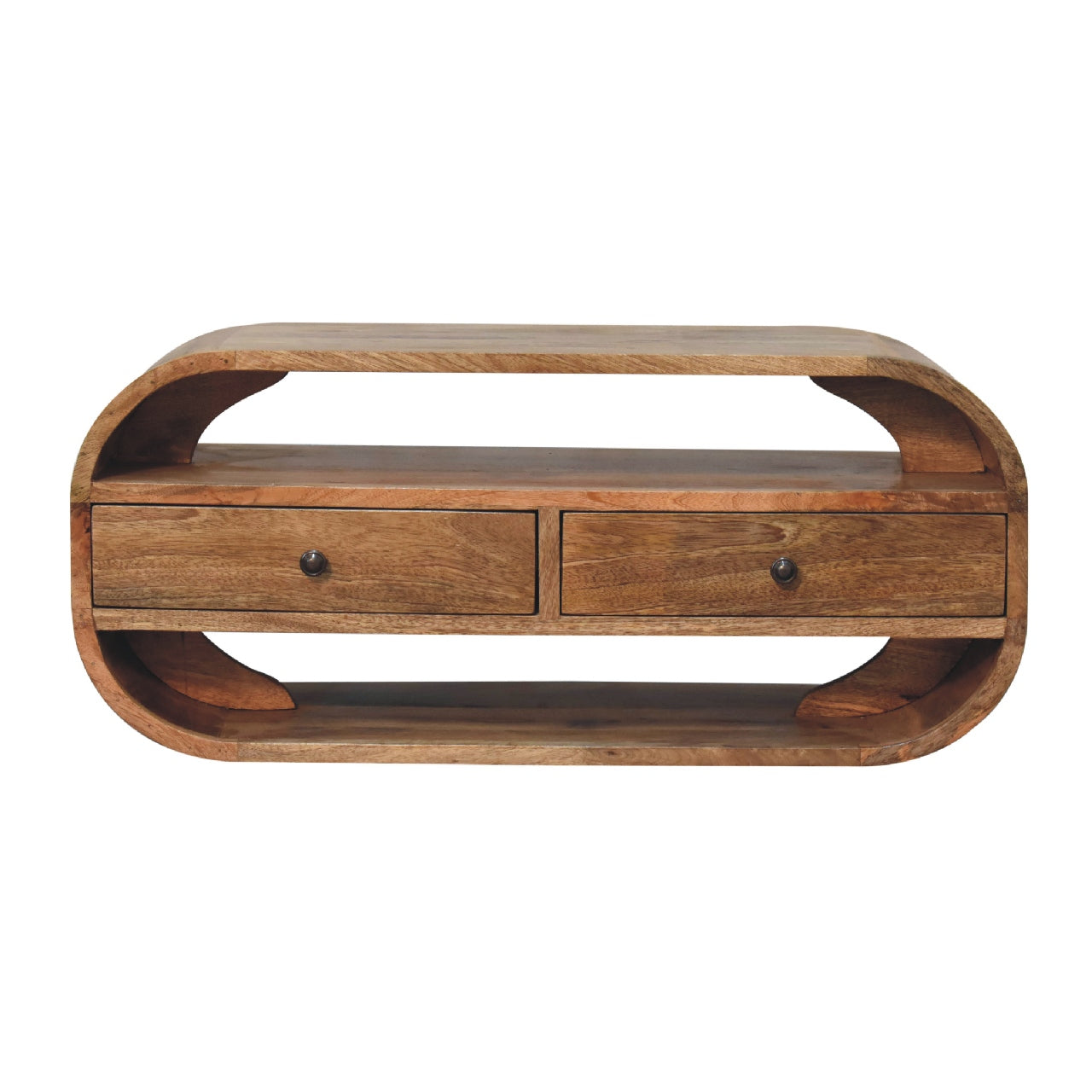 2 Drawer Curved Edge Media Unit TV Stand CasaFenix