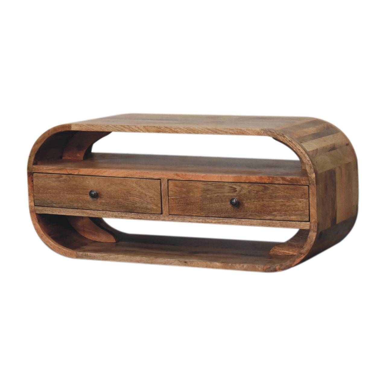 2 Drawer Curved Edge Media Unit TV Stand CasaFenix