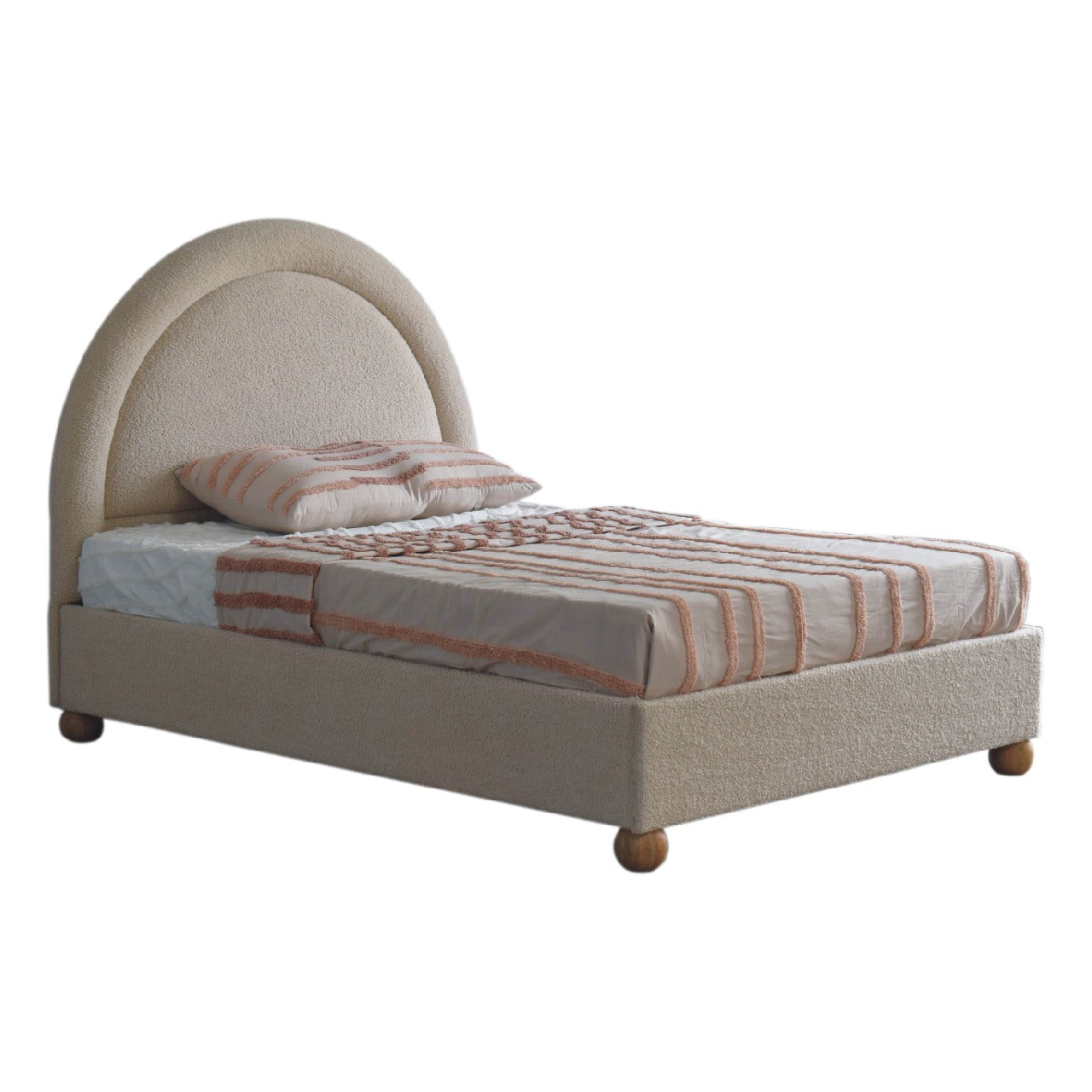 Cream Boucle Double Bed Beds & Bed Frames CasaFenix