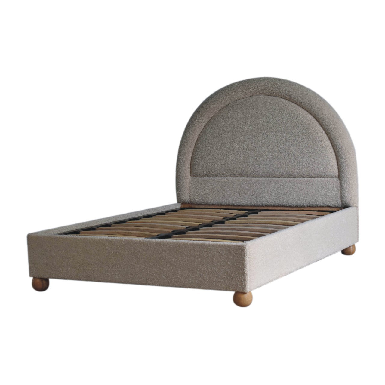 Cream Boucle Double Bed Beds & Bed Frames CasaFenix