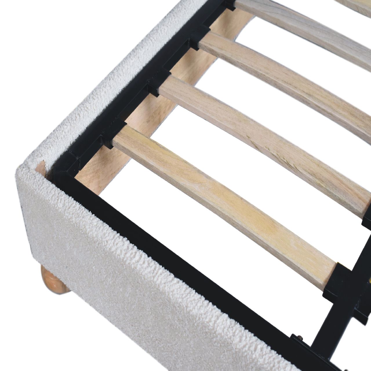 Cream Boucle Double Bed Beds & Bed Frames CasaFenix