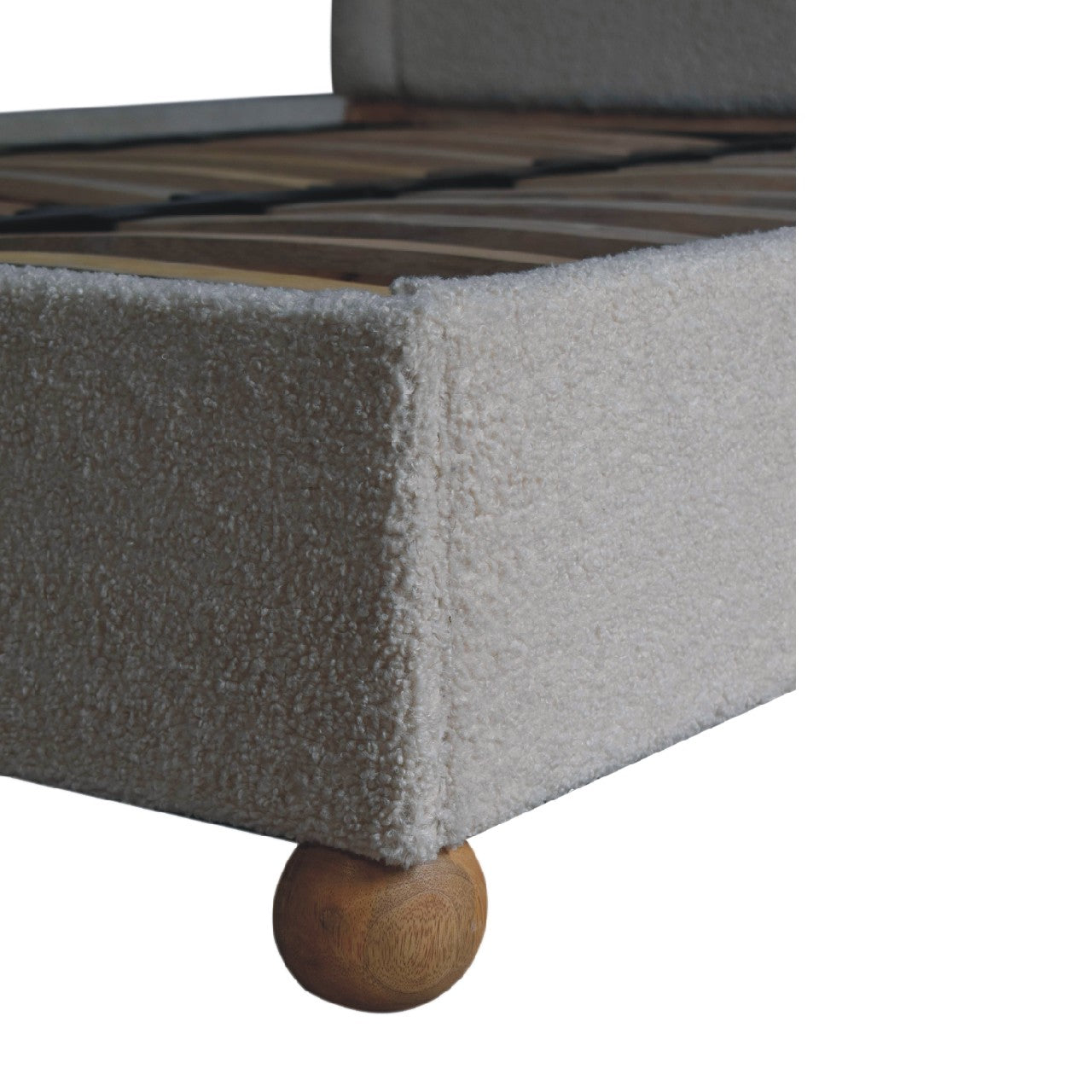 Cream Boucle Double Bed Beds & Bed Frames CasaFenix