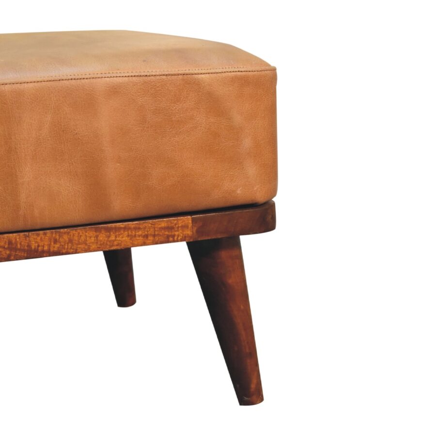 Tan Buffalo Leather Tan Footstool Footstool CasaFenix