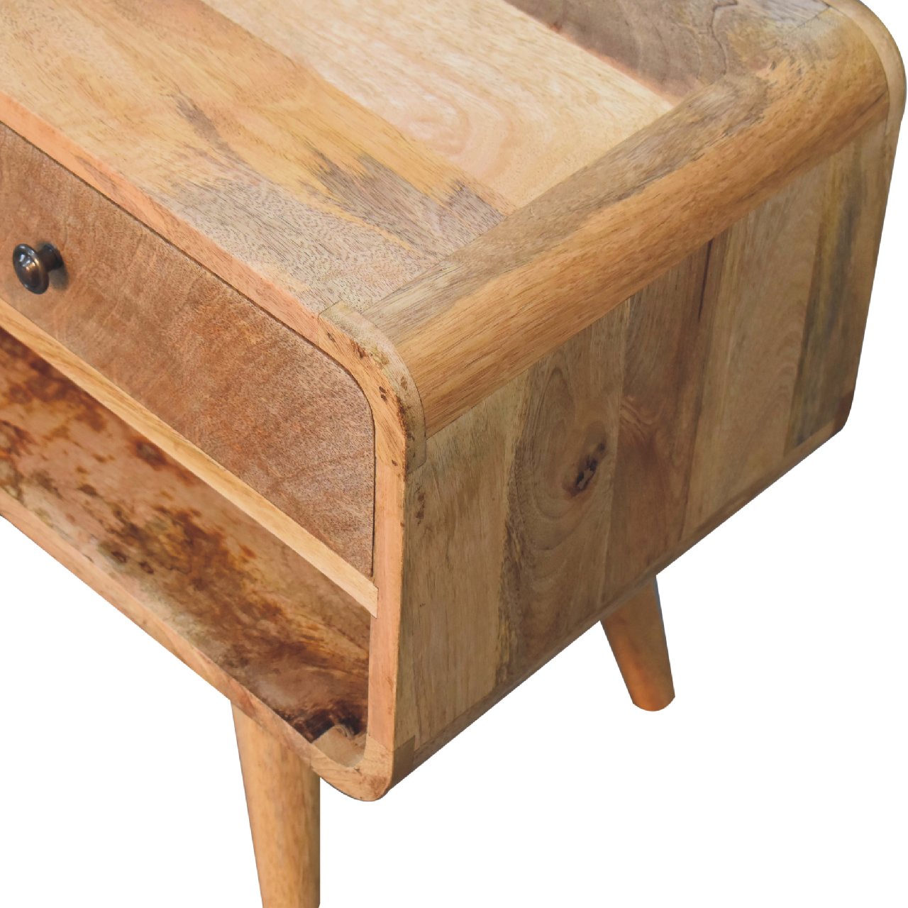 Reverse Curve Oak-ish Media Unit TV Stand CasaFenix
