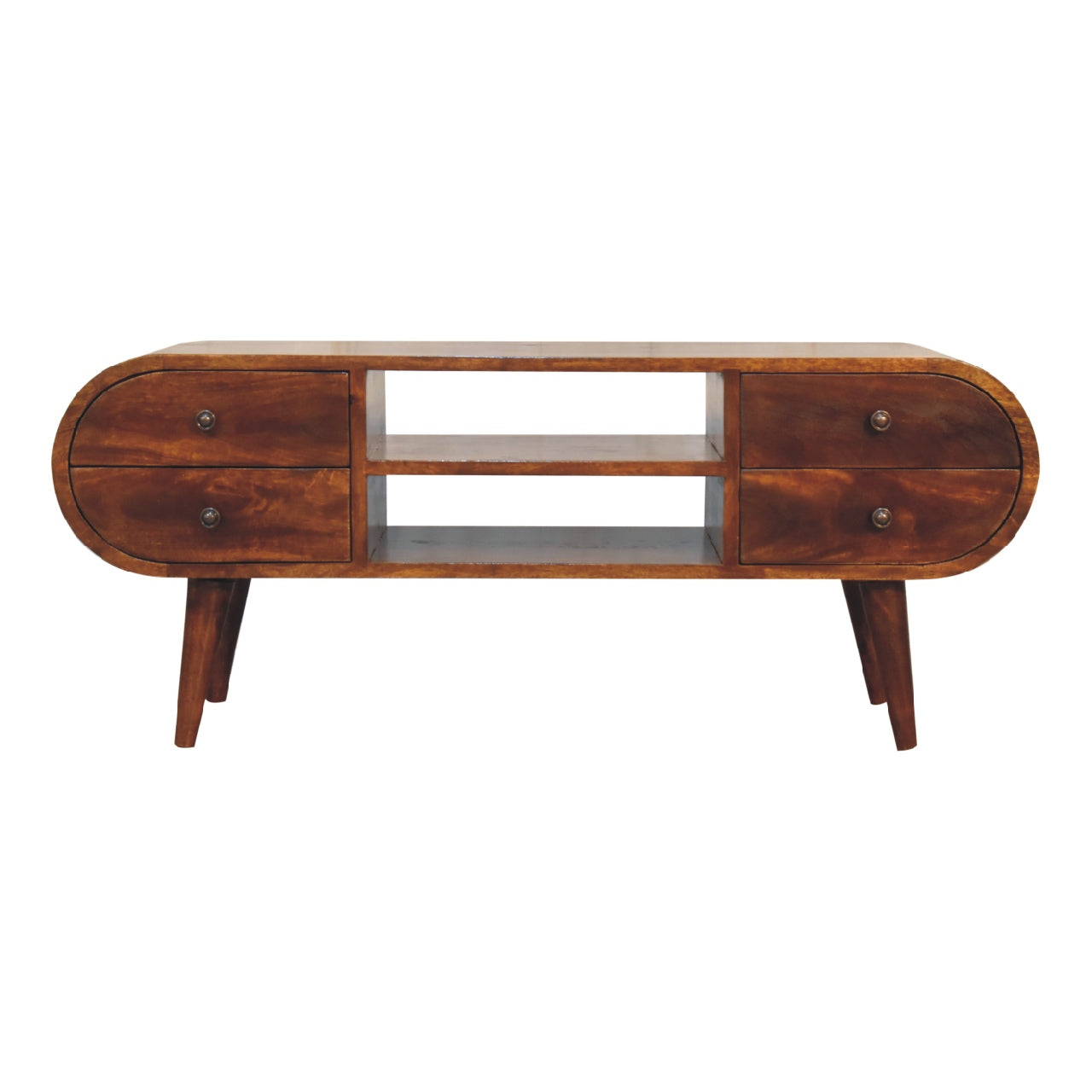 Chestnut Circular Media Unit TV Stand CasaFenix