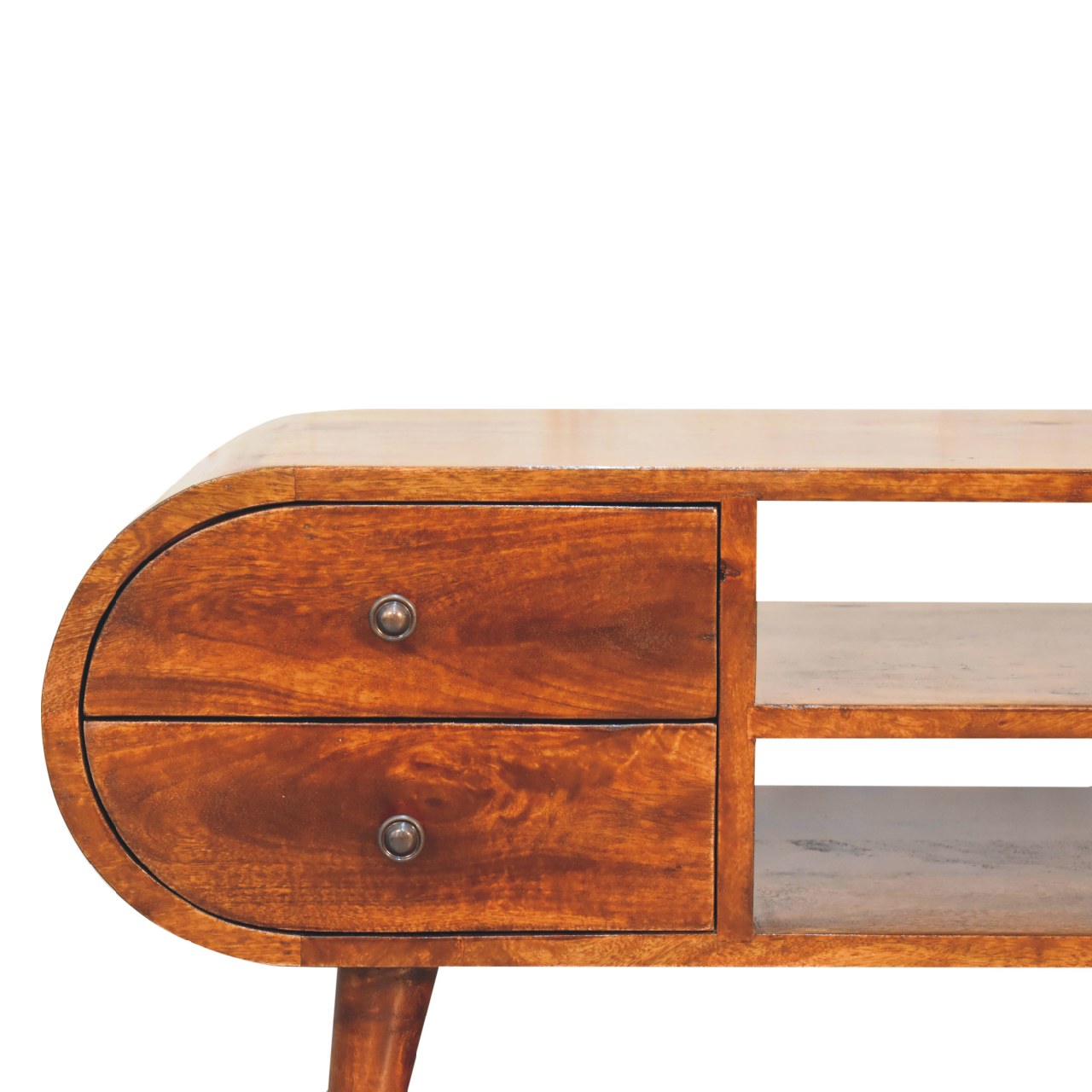 Chestnut Circular Media Unit TV Stand CasaFenix