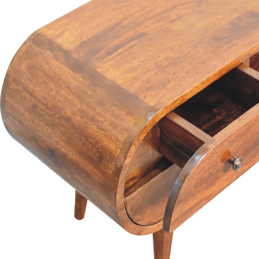Chestnut Circular Media Unit TV Stand CasaFenix