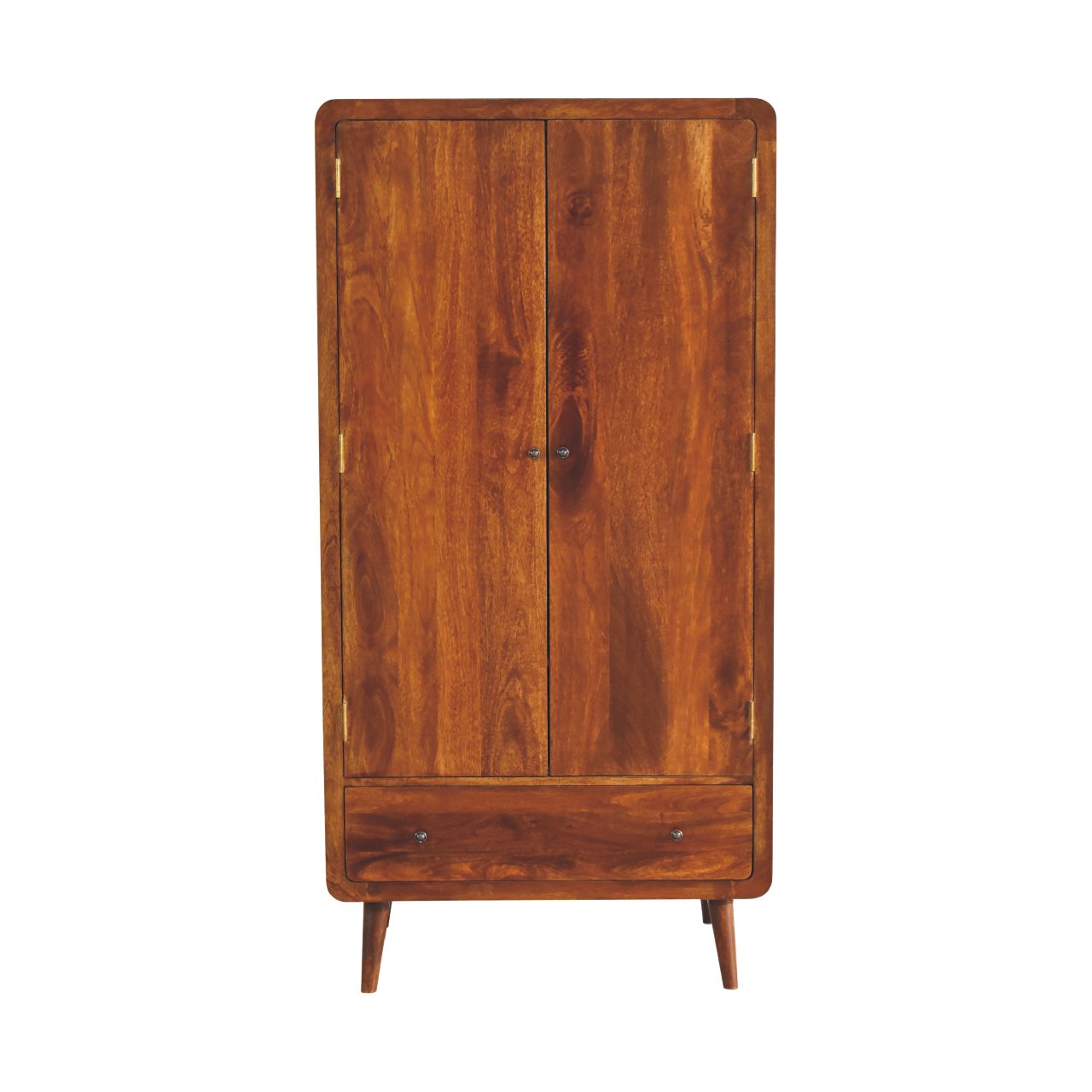 Curved Chestnut 2 Door Double Wardrobe Wardrobe CasaFenix